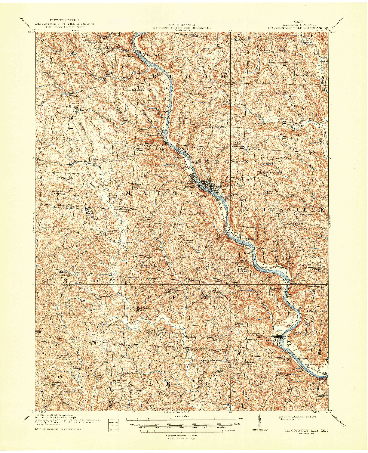 USGS 1:62500-SCALE QUADRANGLE FOR MC CONNELSVILLE, OH 1910