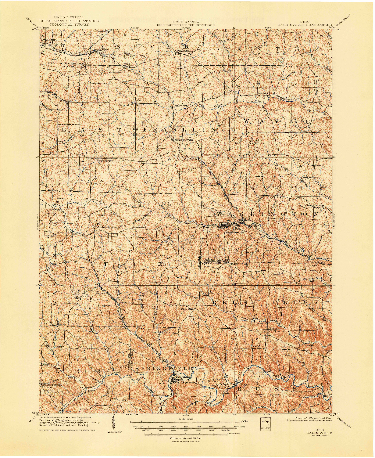 USGS 1:62500-SCALE QUADRANGLE FOR SALINEVILLE, OH 1905