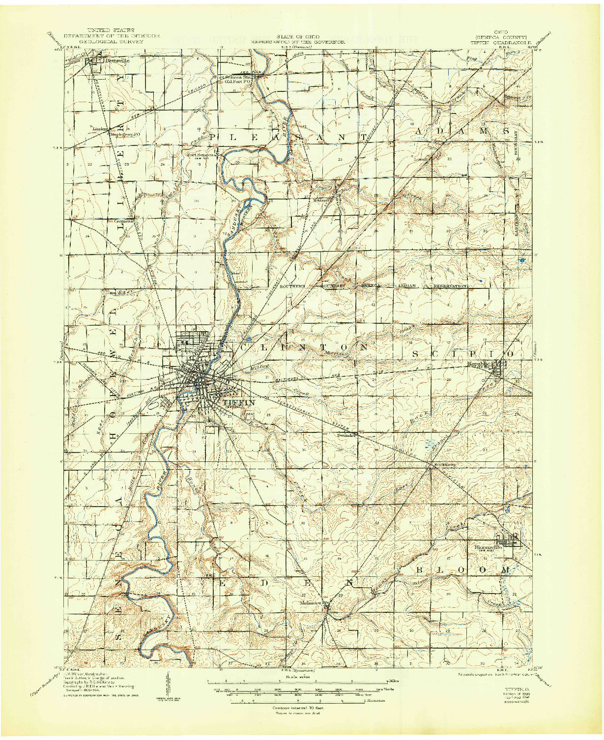 USGS 1:62500-SCALE QUADRANGLE FOR TIFFIN, OH 1906