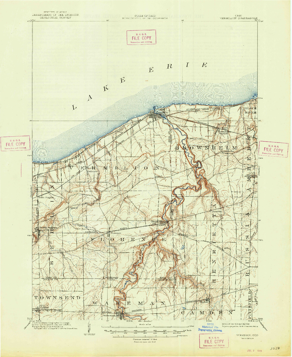USGS 1:62500-SCALE QUADRANGLE FOR VERMILION, OH 1903