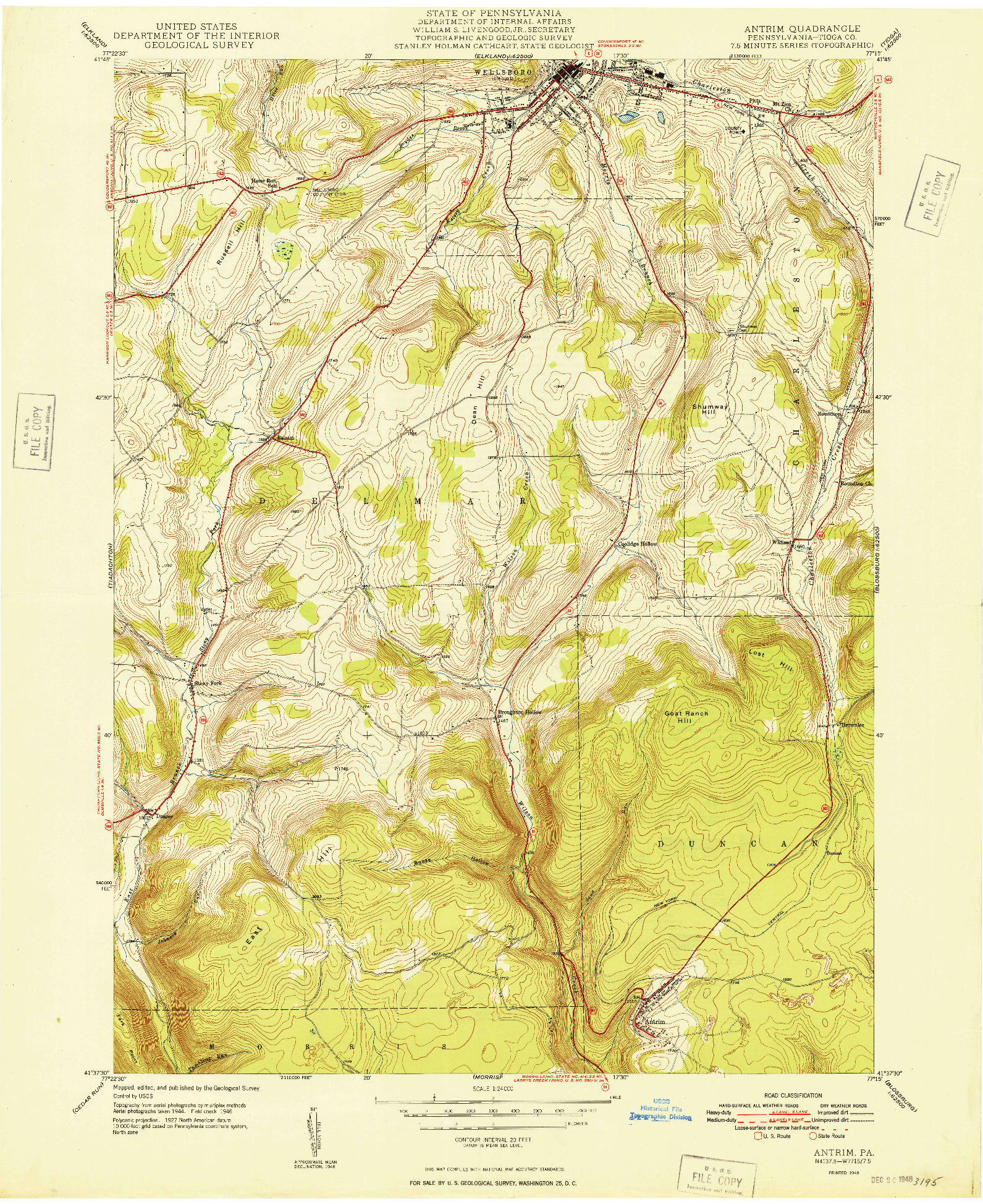 USGS 1:24000-SCALE QUADRANGLE FOR ANTRIM, PA 1948