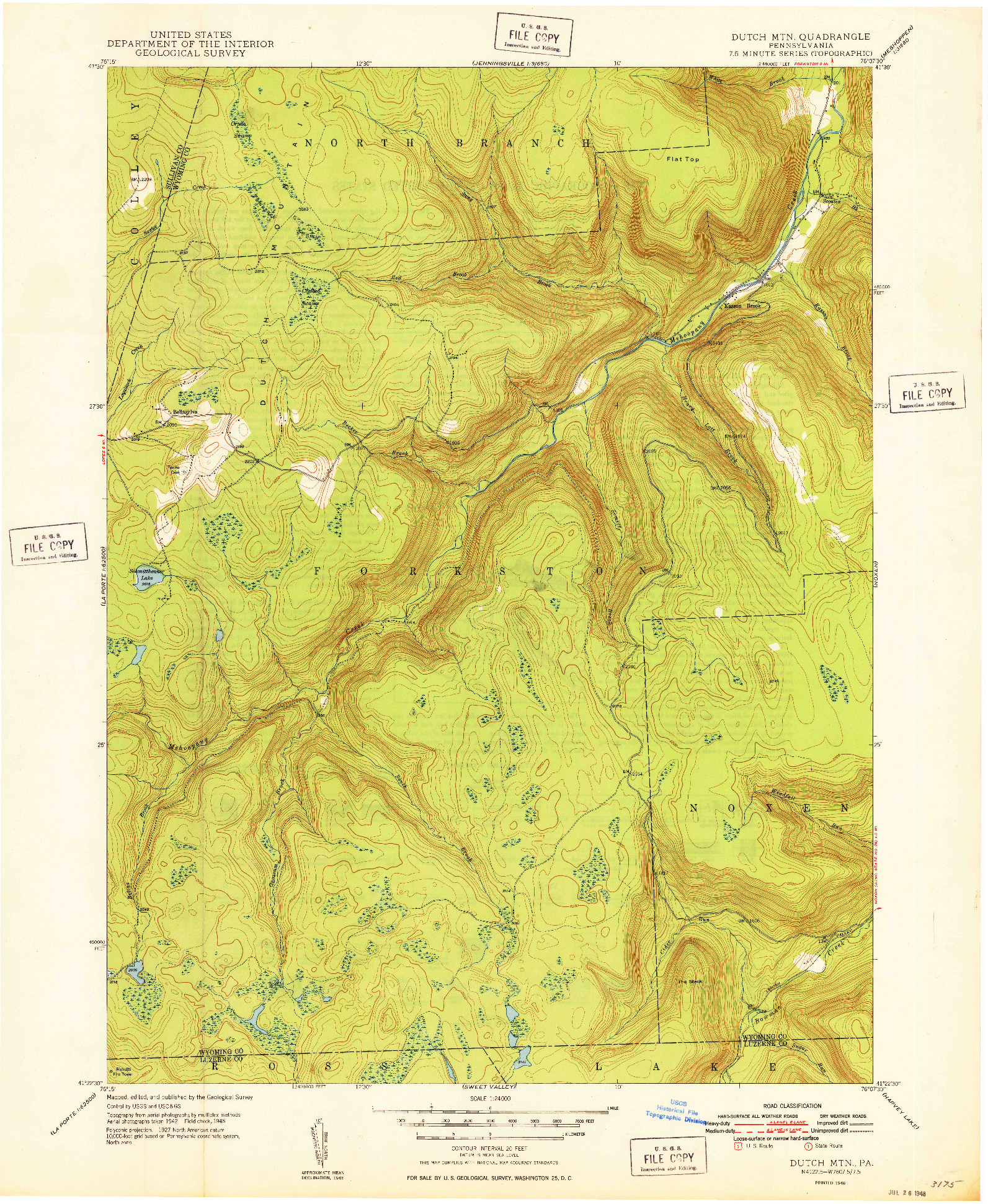 USGS 1:24000-SCALE QUADRANGLE FOR DUTCH MTN, PA 1948