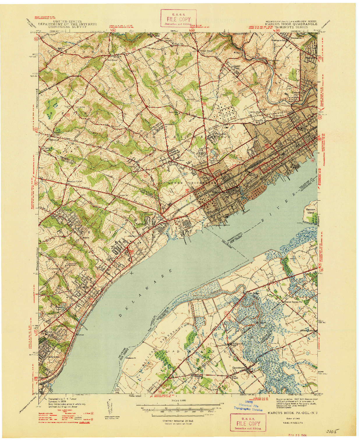 USGS 1:31680-SCALE QUADRANGLE FOR MARCUS HOOK, PA 1948