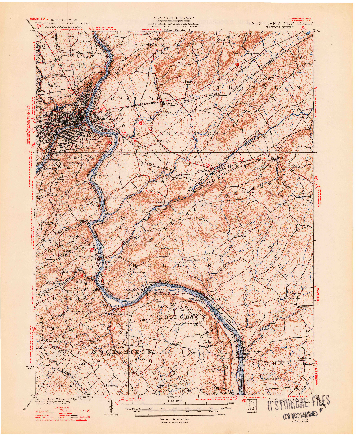 USGS 1:62500-SCALE QUADRANGLE FOR EASTON, PA 1932