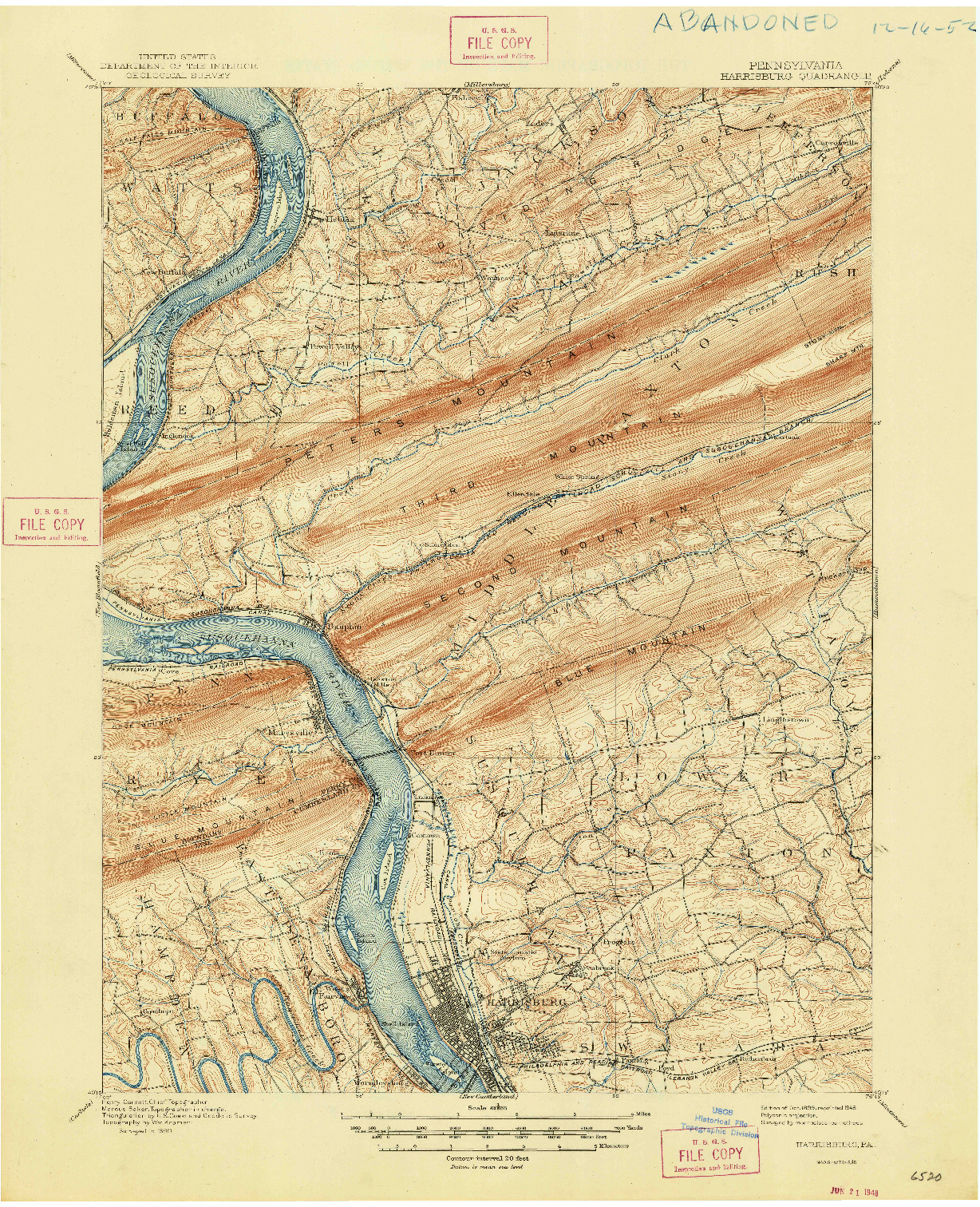 USGS 1:62500-SCALE QUADRANGLE FOR HARRISBURG, PA 1899