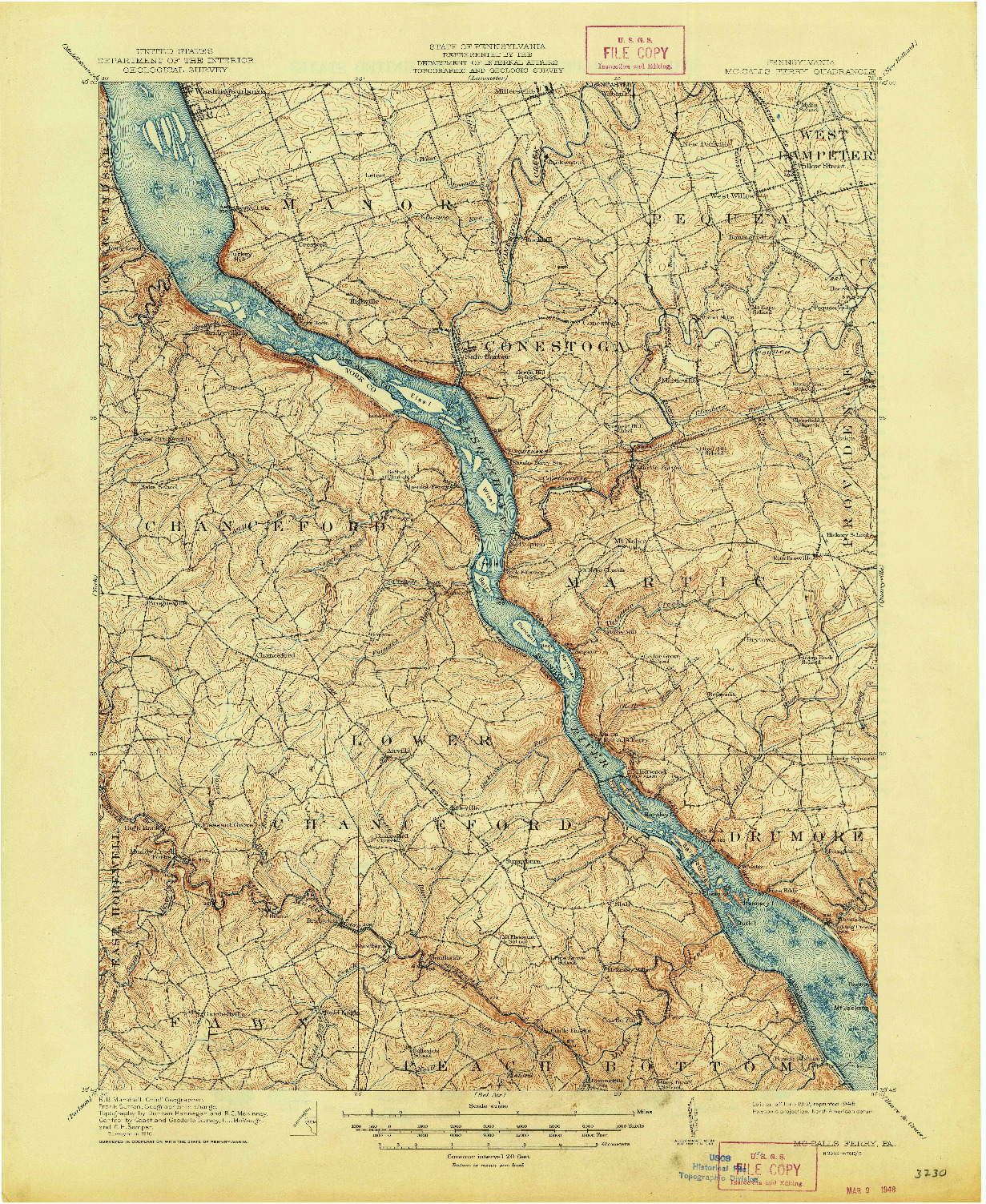 USGS 1:62500-SCALE QUADRANGLE FOR MC CALLS FERRY, PA 1912