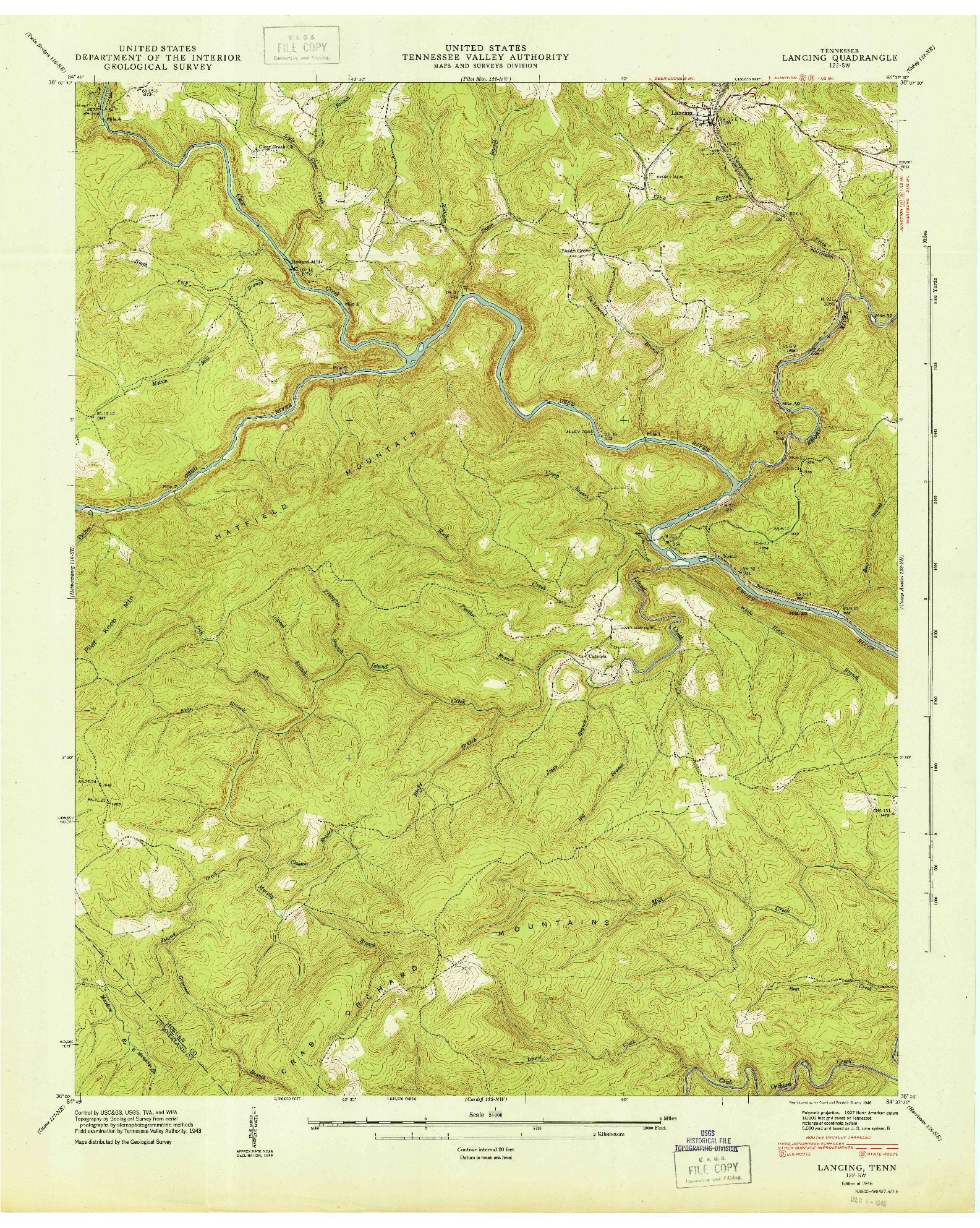 USGS 1:24000-SCALE QUADRANGLE FOR LANCING, TN 1946