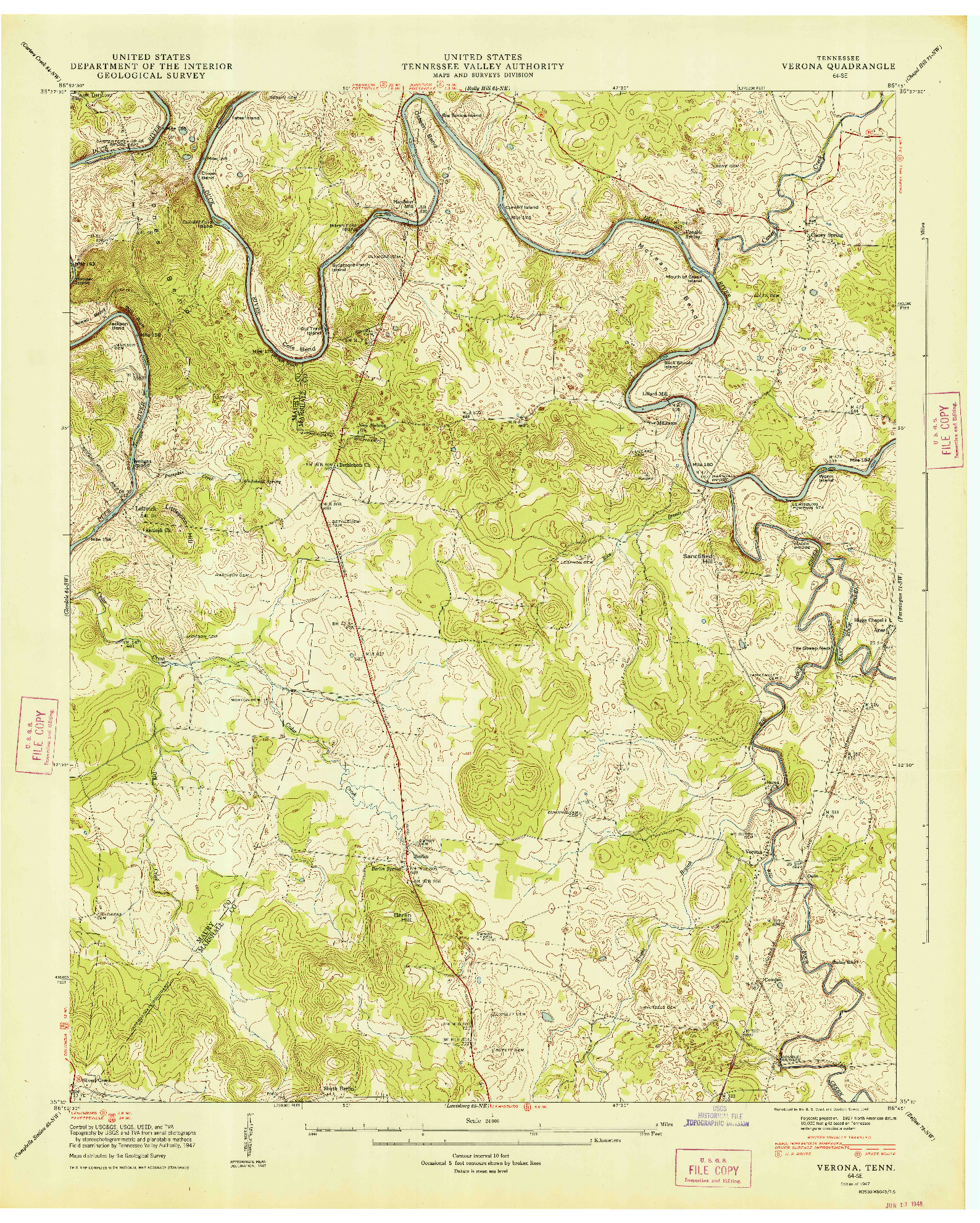 USGS 1:24000-SCALE QUADRANGLE FOR VERONA, TN 1947