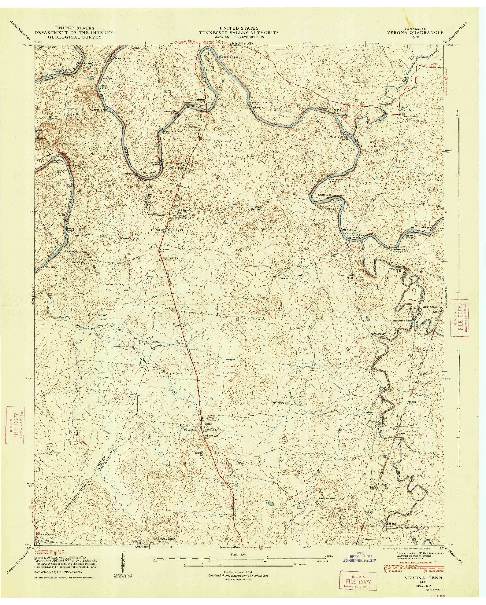 USGS 1:24000-SCALE QUADRANGLE FOR VERONA, TN 1947