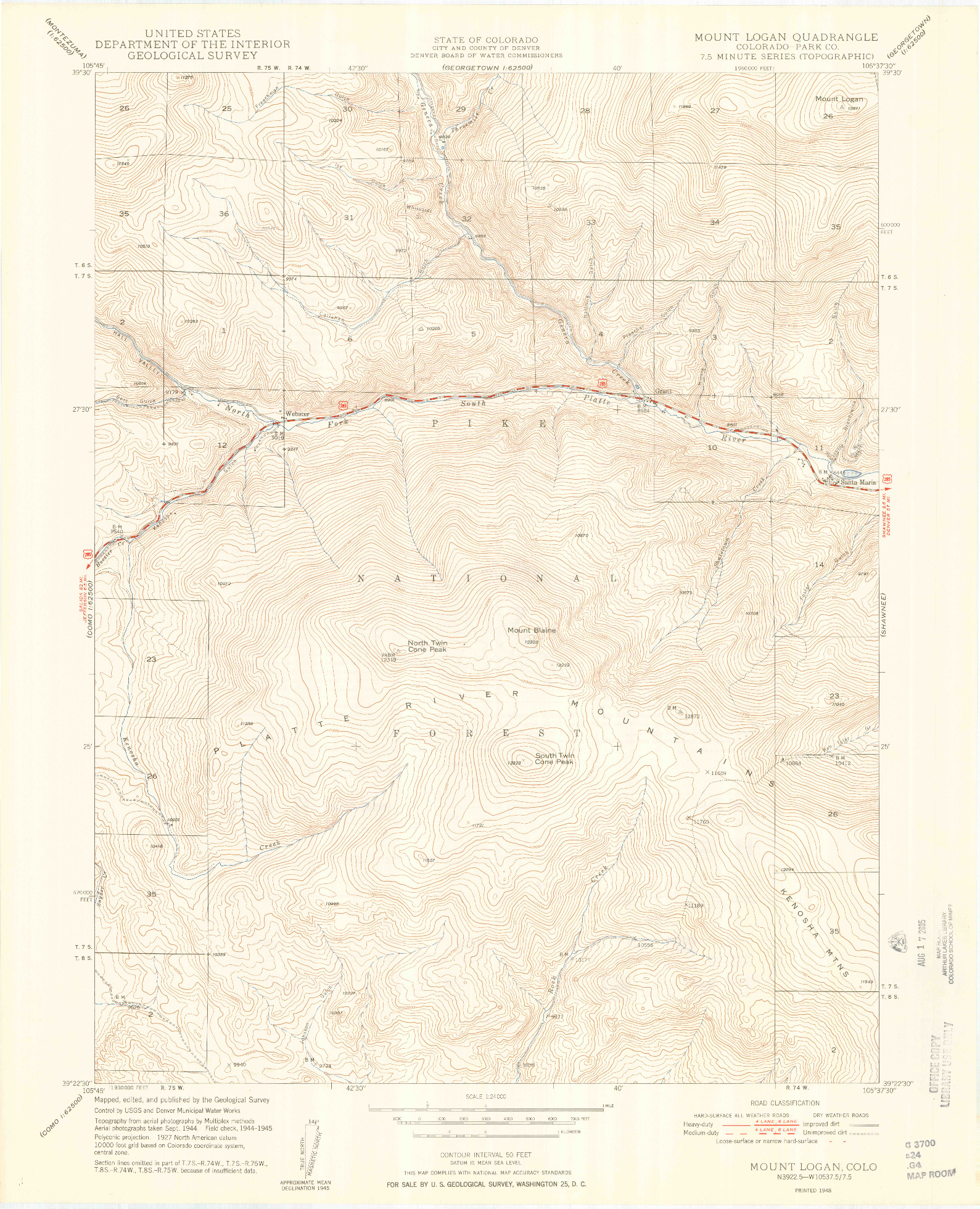 USGS 1:24000-SCALE QUADRANGLE FOR MOUNT LOGAN, CO 1948