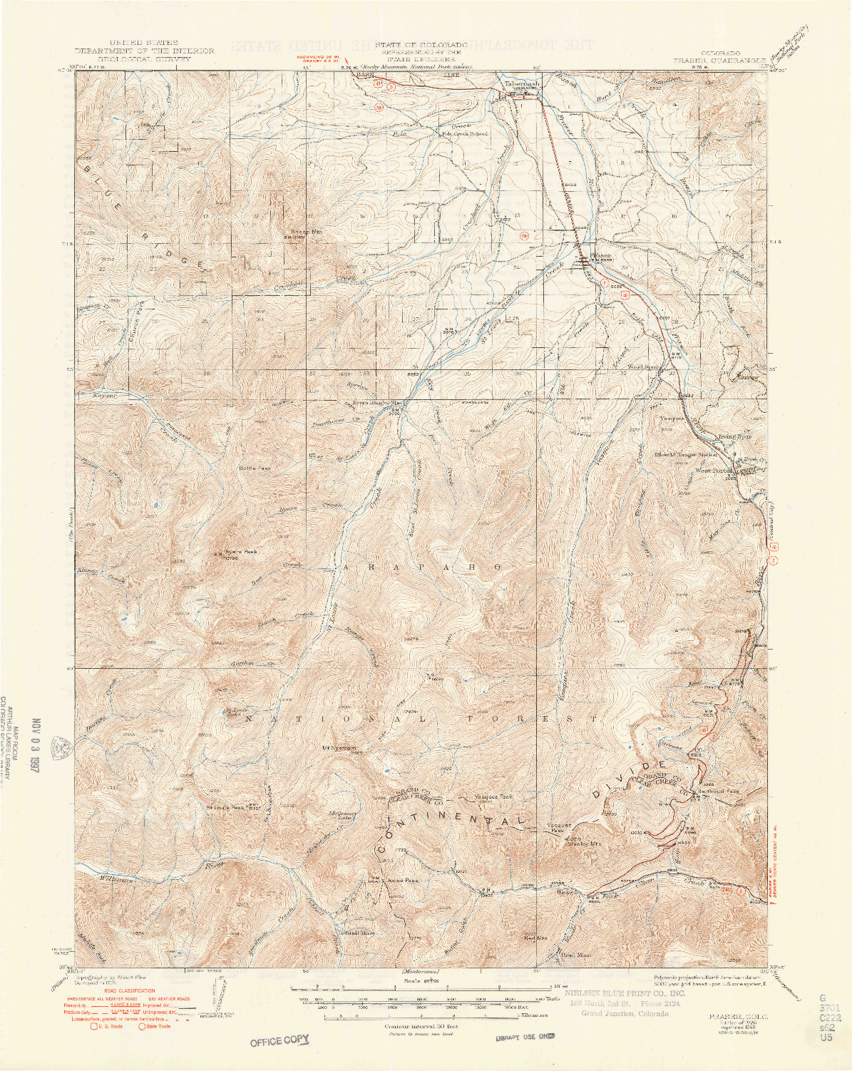 USGS 1:62500-SCALE QUADRANGLE FOR FRASER, CO 1926