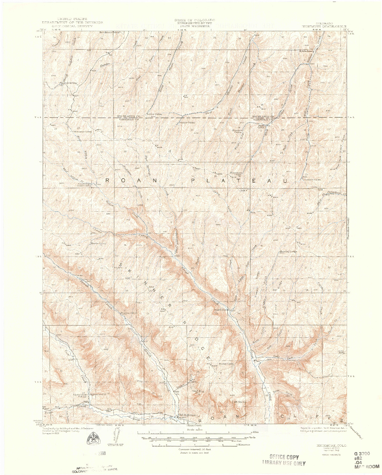 USGS 1:62500-SCALE QUADRANGLE FOR HIGHMORE, CO 1929