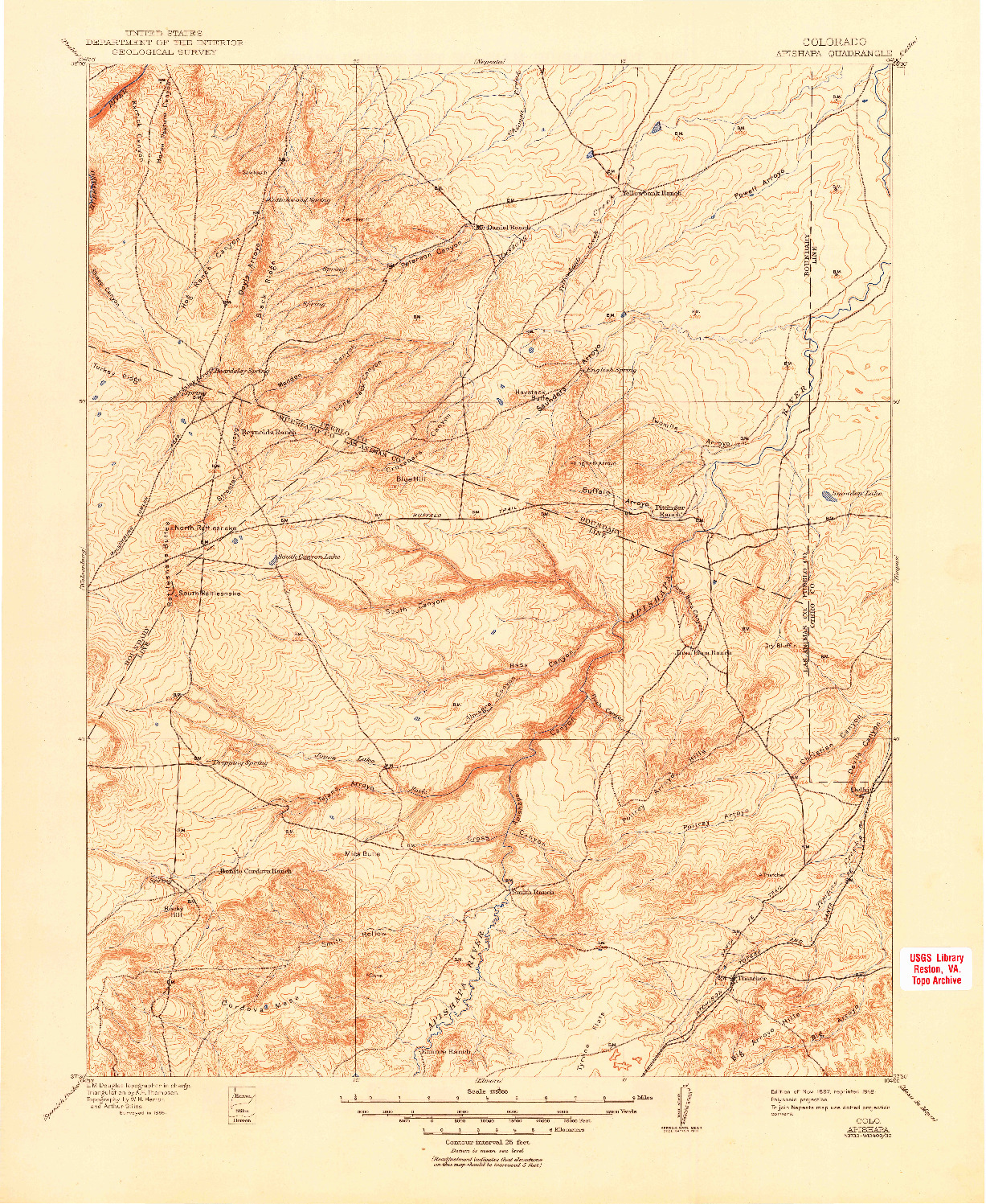 USGS 1:125000-SCALE QUADRANGLE FOR APISHAPA, CO 1897