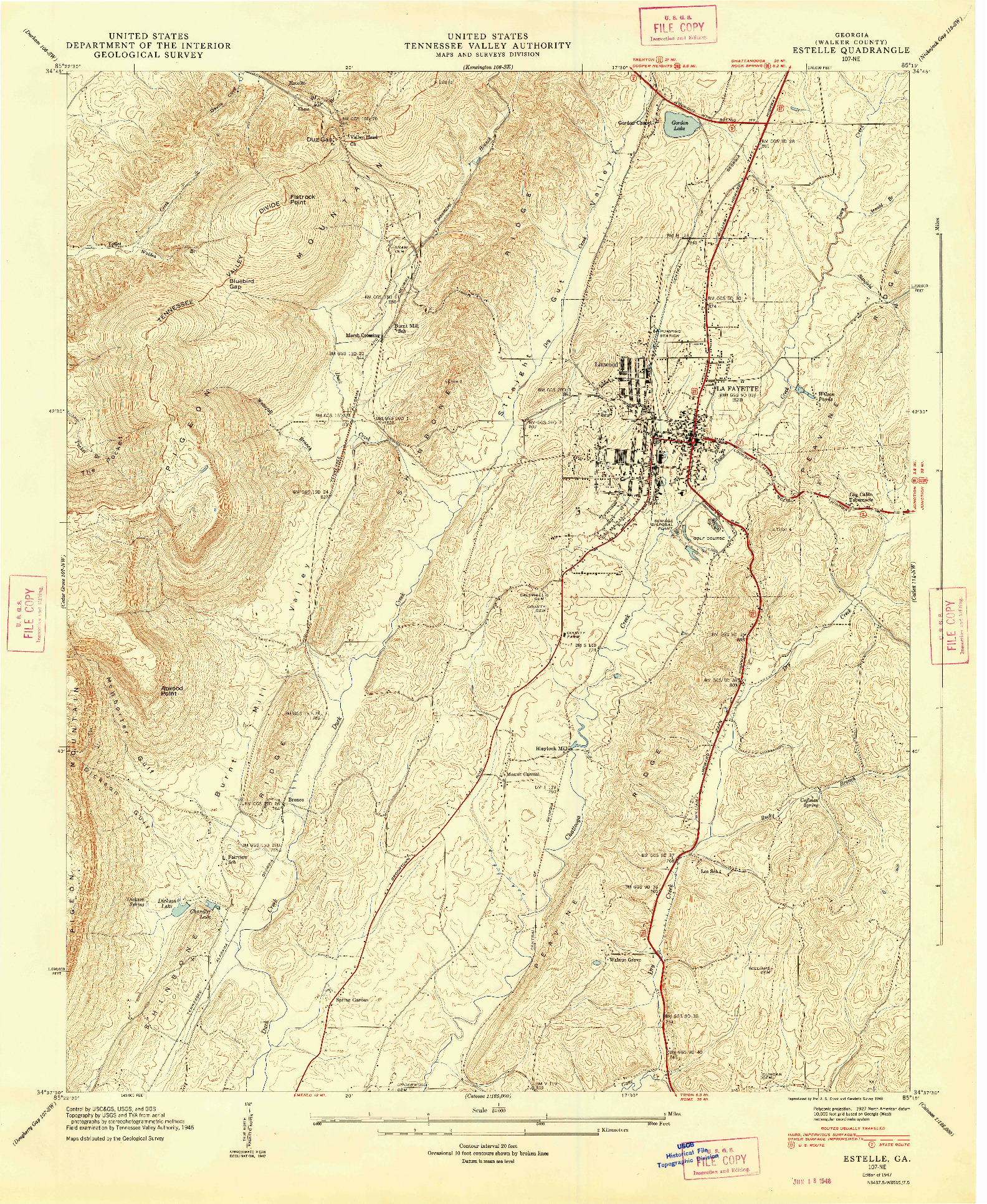 USGS 1:24000-SCALE QUADRANGLE FOR ESTELLE, GA 1947