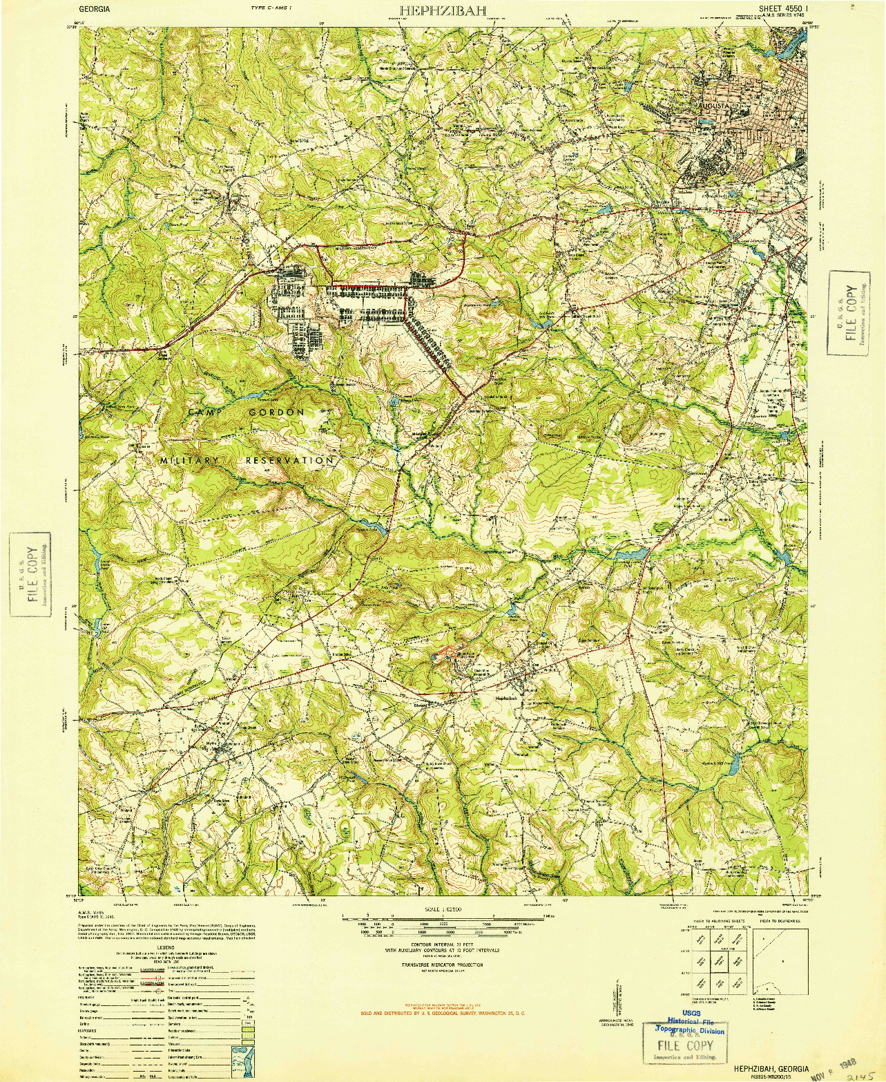 USGS 1:62500-SCALE QUADRANGLE FOR HEPHZIBAH, GA 1948