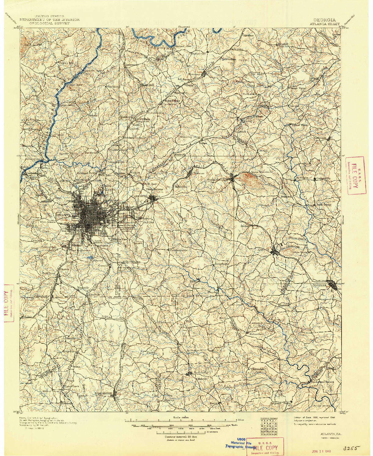 USGS 1:125000-SCALE QUADRANGLE FOR ATLANTA, GA 1895