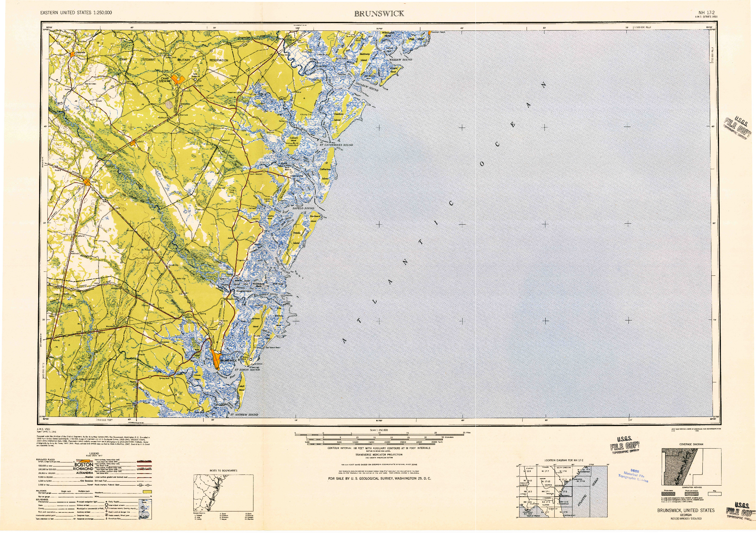 USGS 1:250000-SCALE QUADRANGLE FOR BRUNSWICK, GA 1948