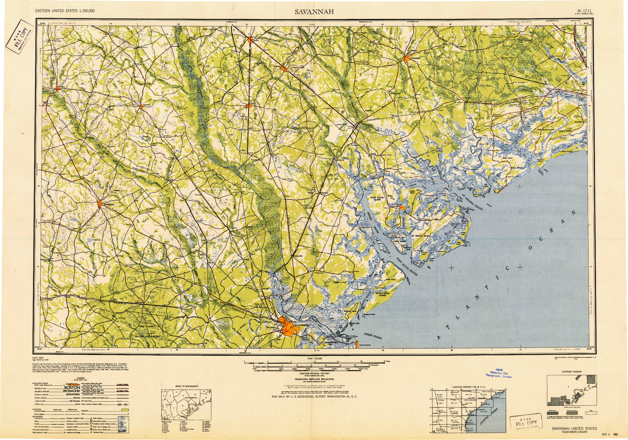 USGS 1:250000-SCALE QUADRANGLE FOR SAVANNAH, GA 1948