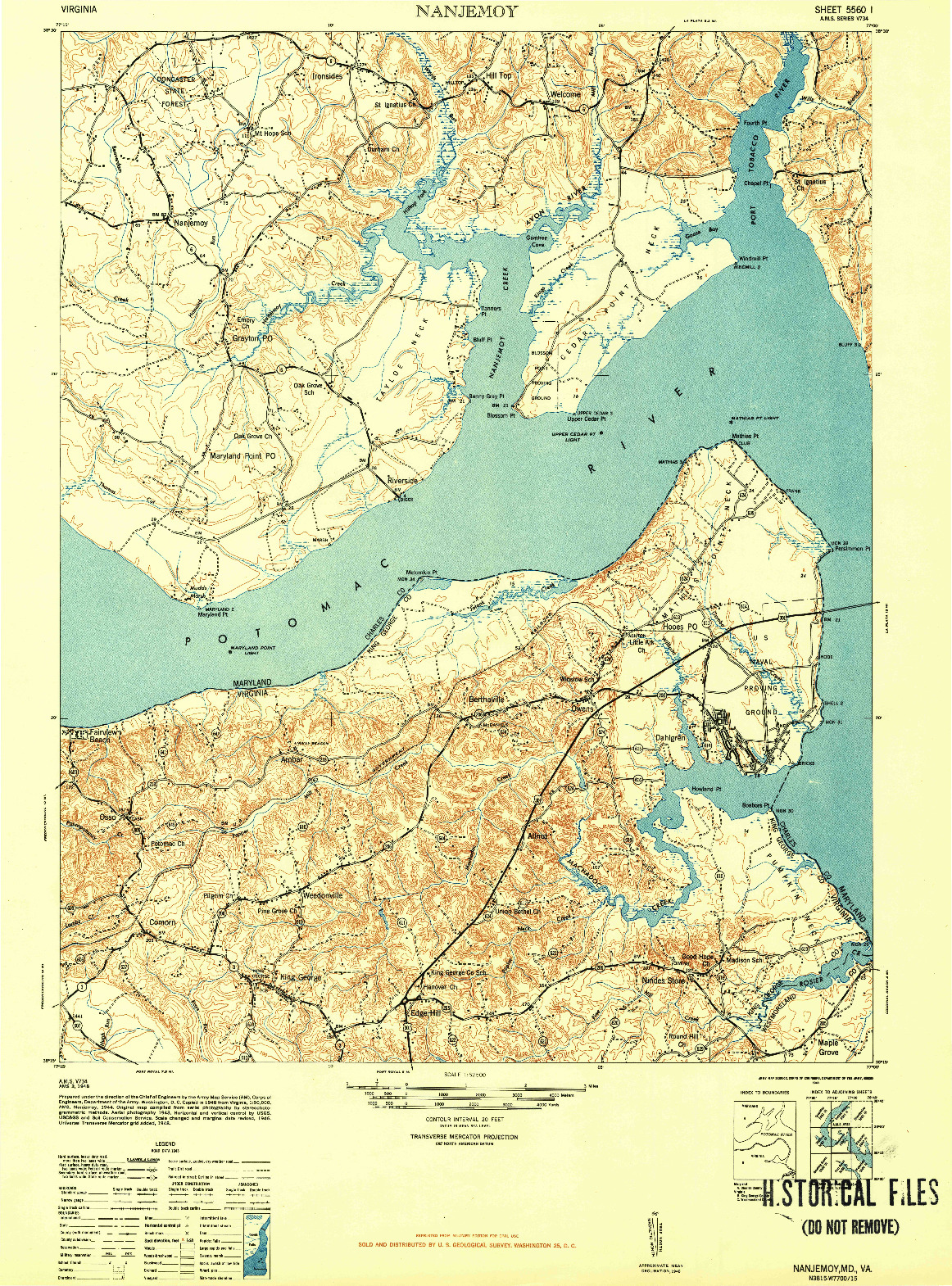 USGS 1:62500-SCALE QUADRANGLE FOR NANJEMOY, MD 1948