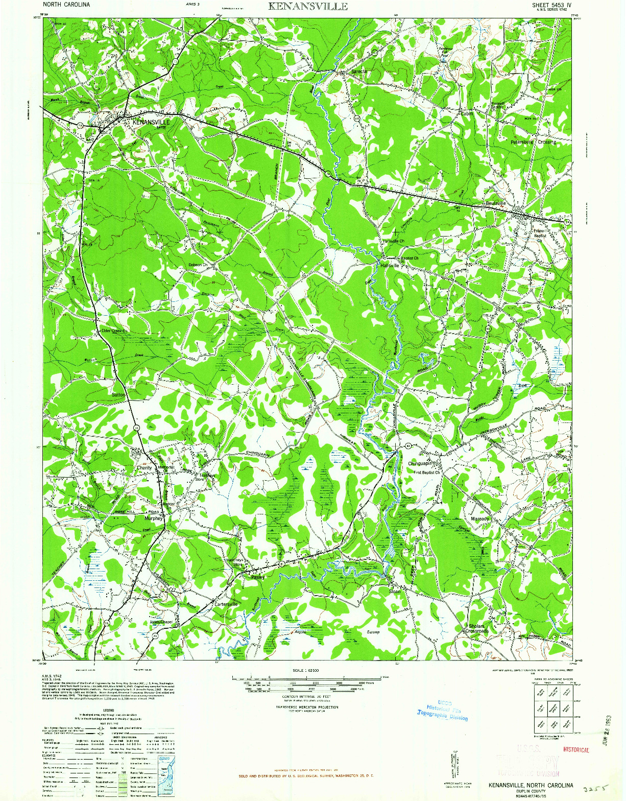USGS 1:62500-SCALE QUADRANGLE FOR KENANSVILLE, NC 1948
