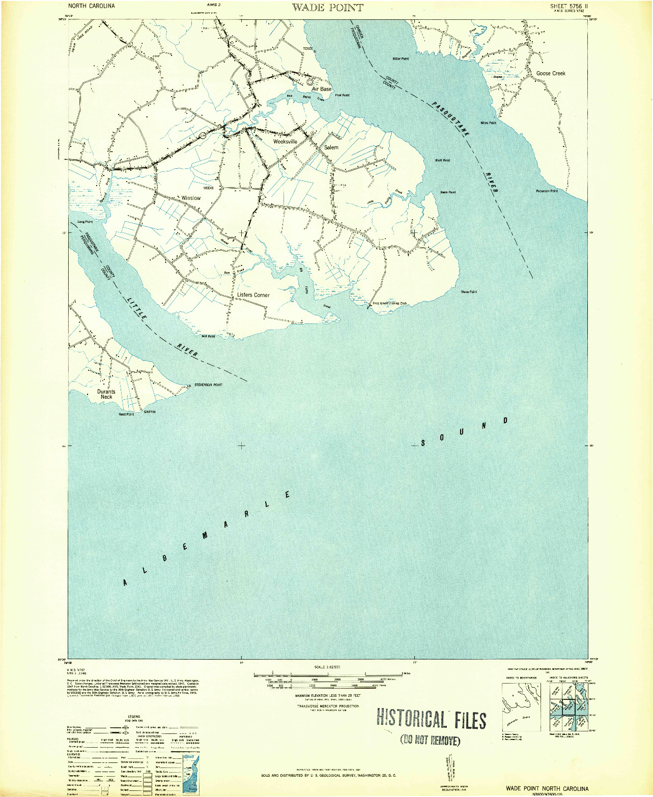 USGS 1:62500-SCALE QUADRANGLE FOR WADE POINT, NC 1948