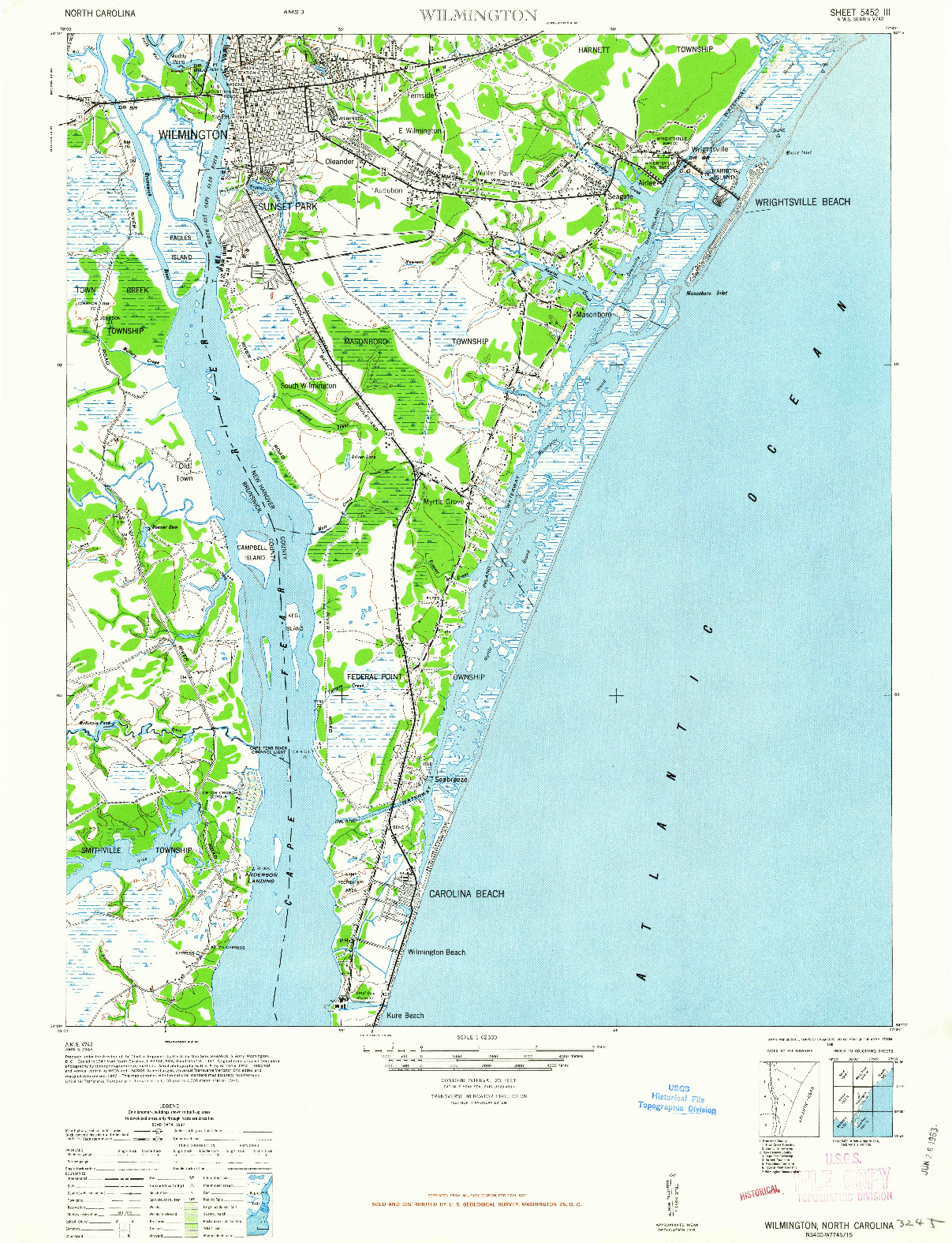 USGS 1:62500-SCALE QUADRANGLE FOR WILMINGTON, NC 1948