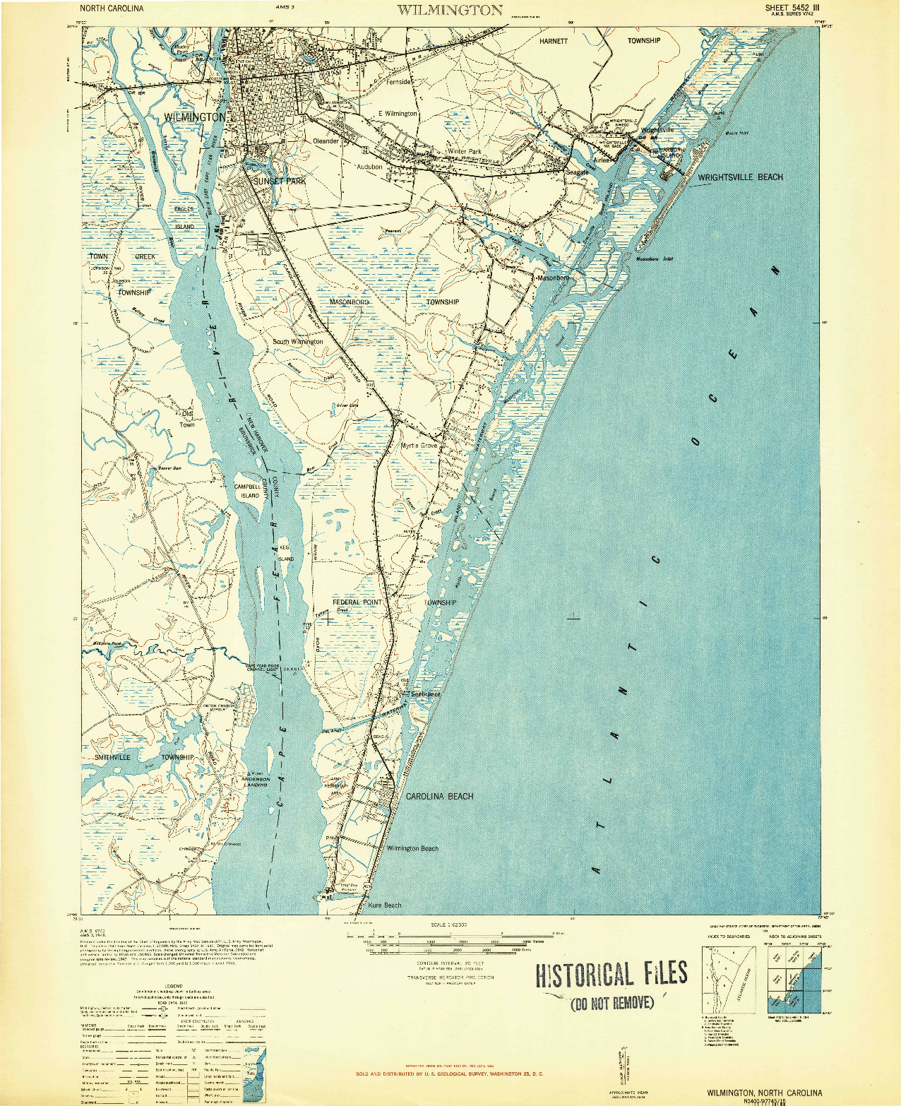 USGS 1:62500-SCALE QUADRANGLE FOR WILMINGTON, NC 1948