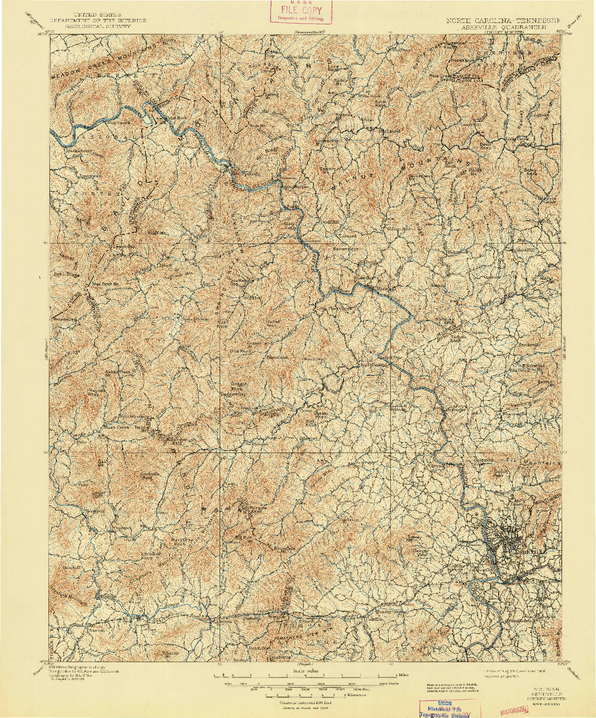 USGS 1:125000-SCALE QUADRANGLE FOR ASHEVILLE, NC 1901