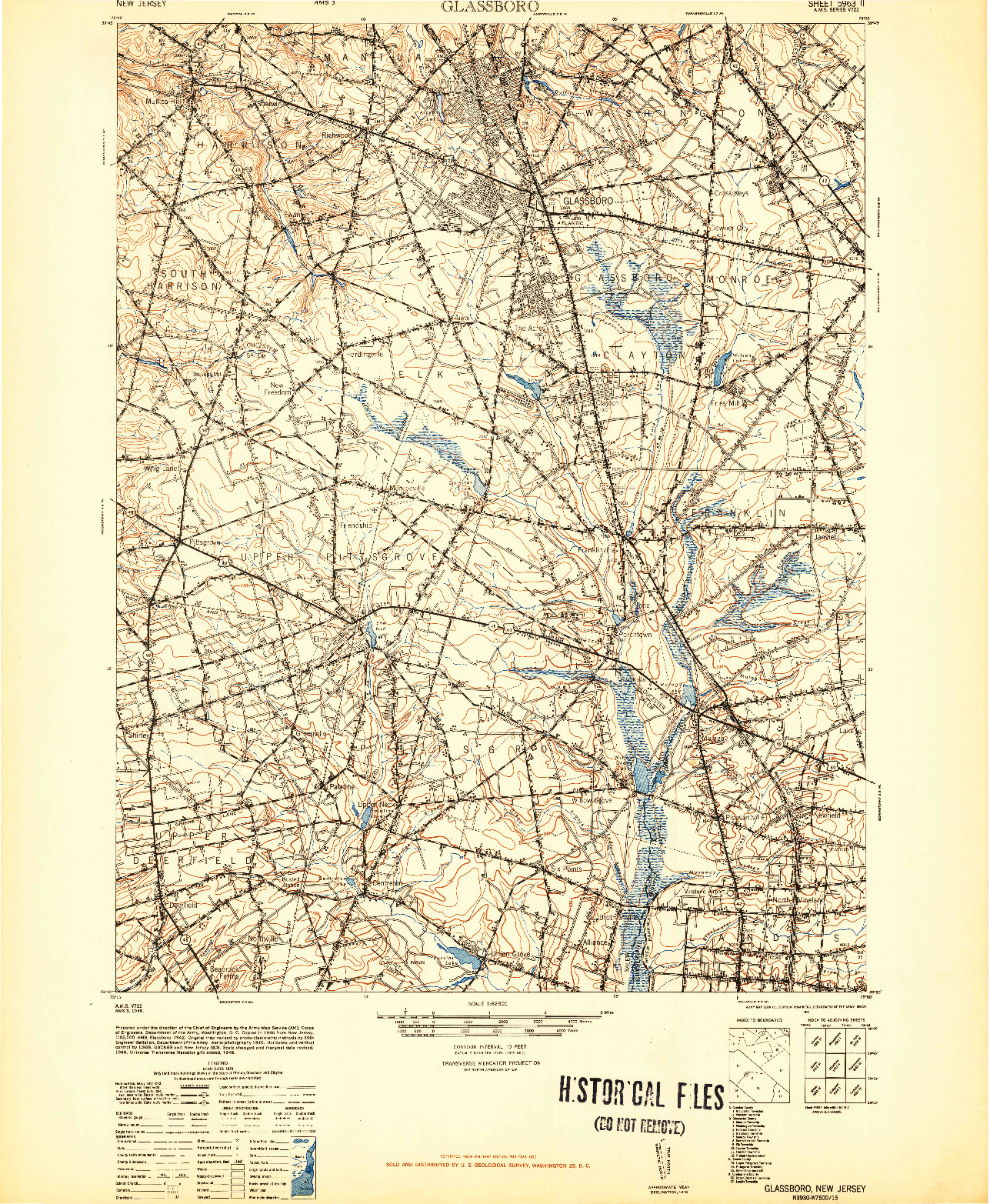 USGS 1:62500-SCALE QUADRANGLE FOR GLASSBORO, NJ 1948