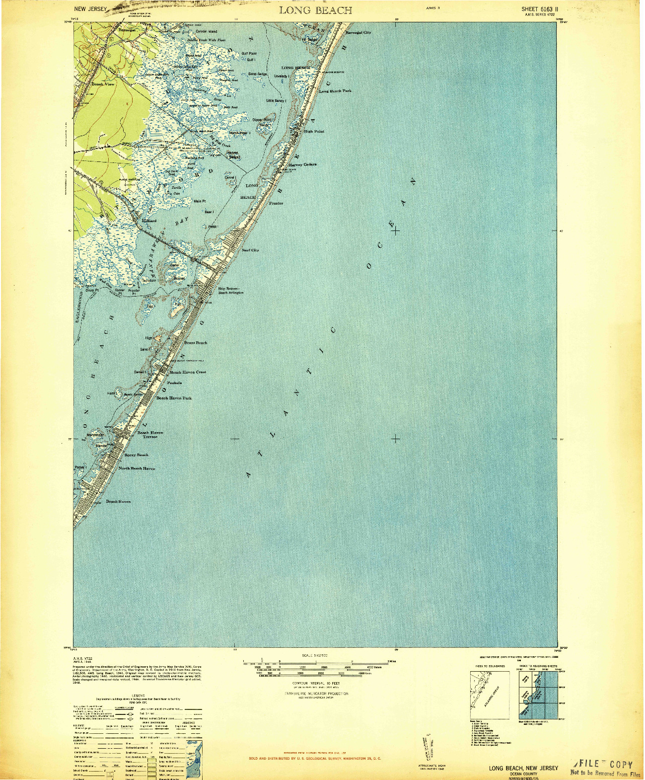USGS 1:62500-SCALE QUADRANGLE FOR LONG BEACH, NJ 1948