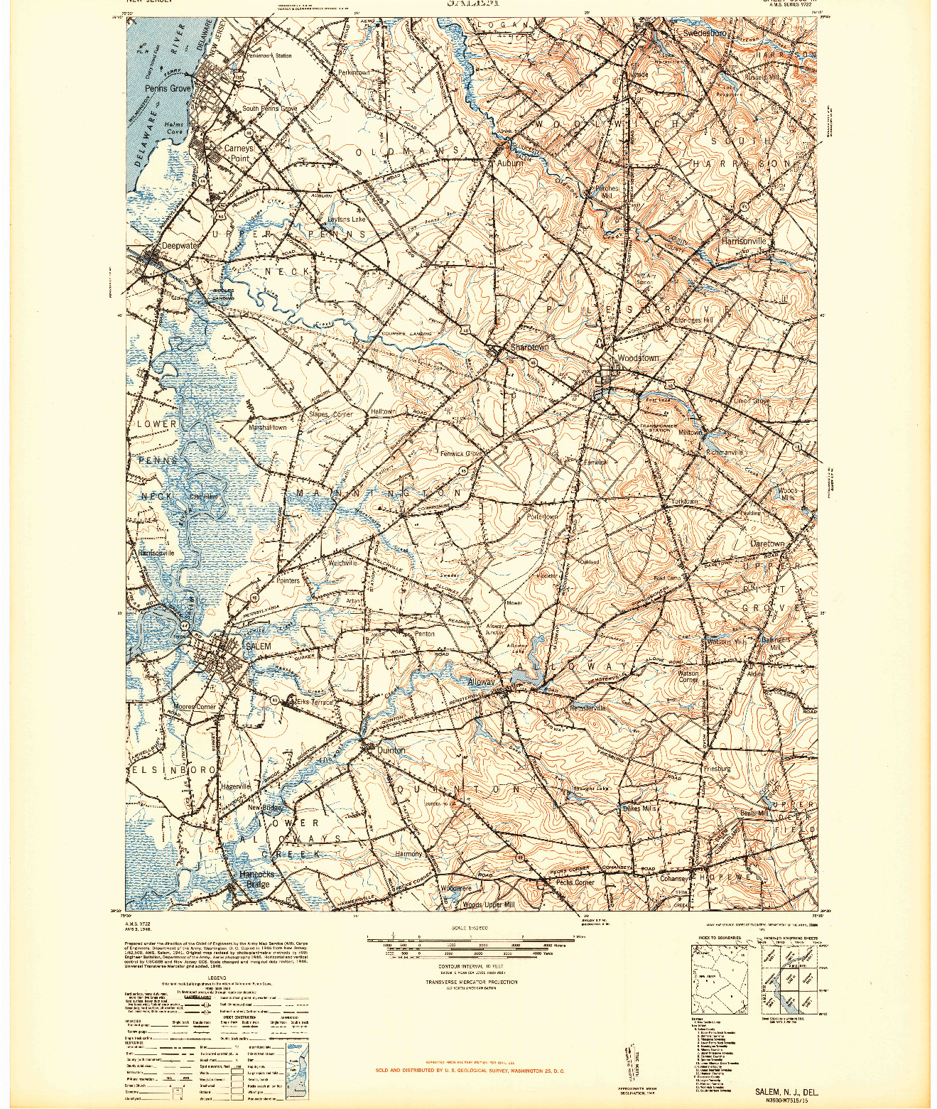 USGS 1:62500-SCALE QUADRANGLE FOR SALEM, NJ 1948