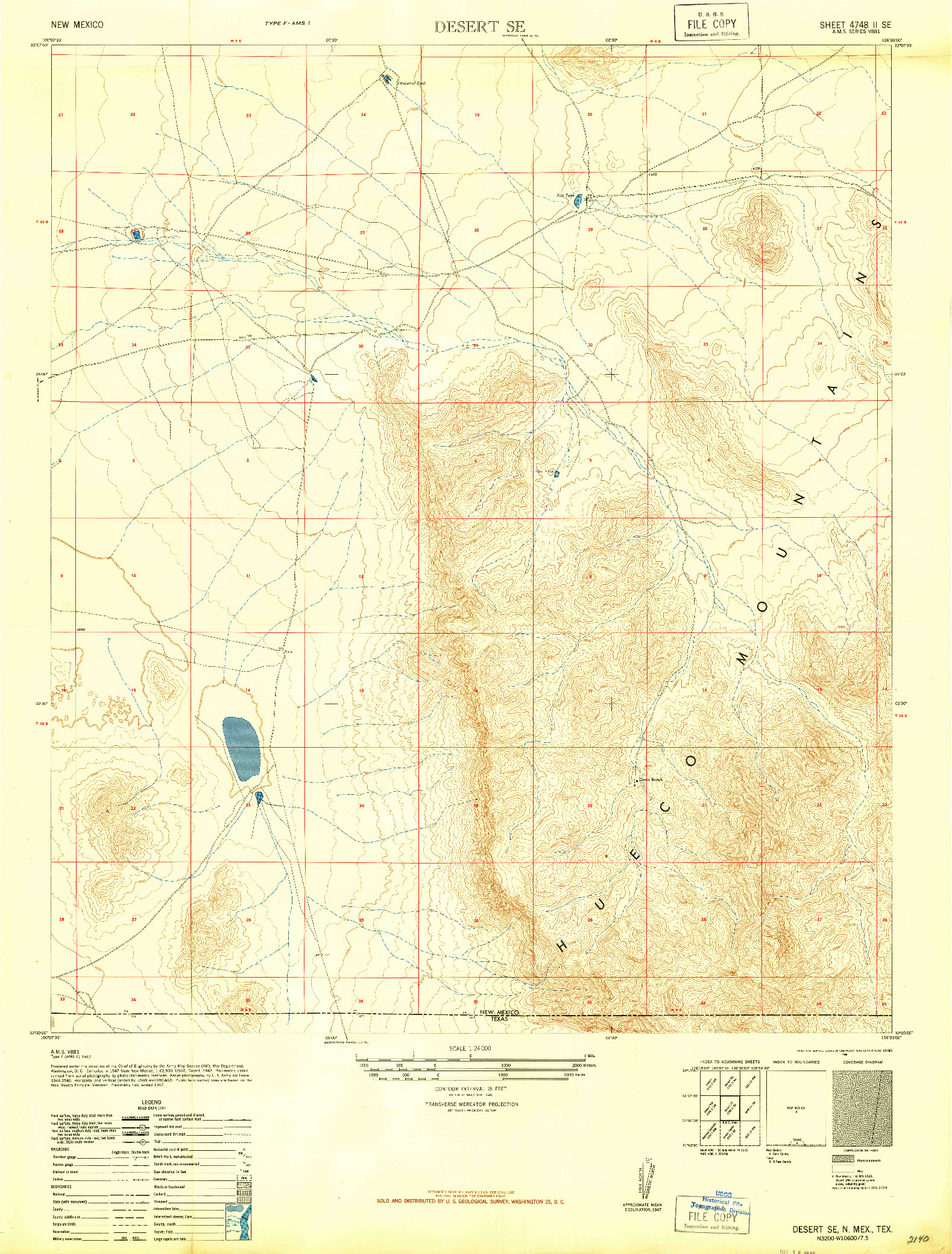 USGS 1:24000-SCALE QUADRANGLE FOR DESERT SE, NM 1948