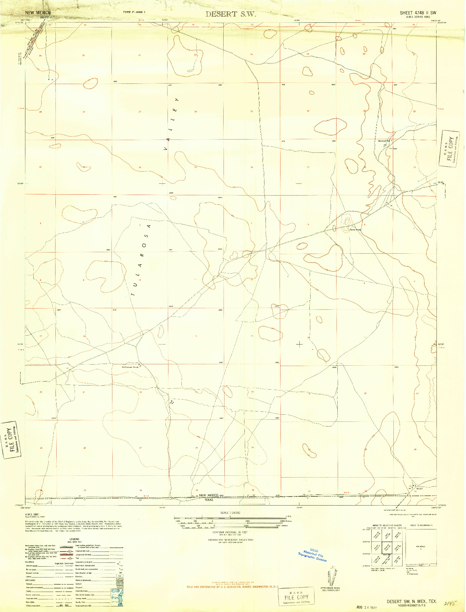 USGS 1:24000-SCALE QUADRANGLE FOR DESERT SW, NM 1948