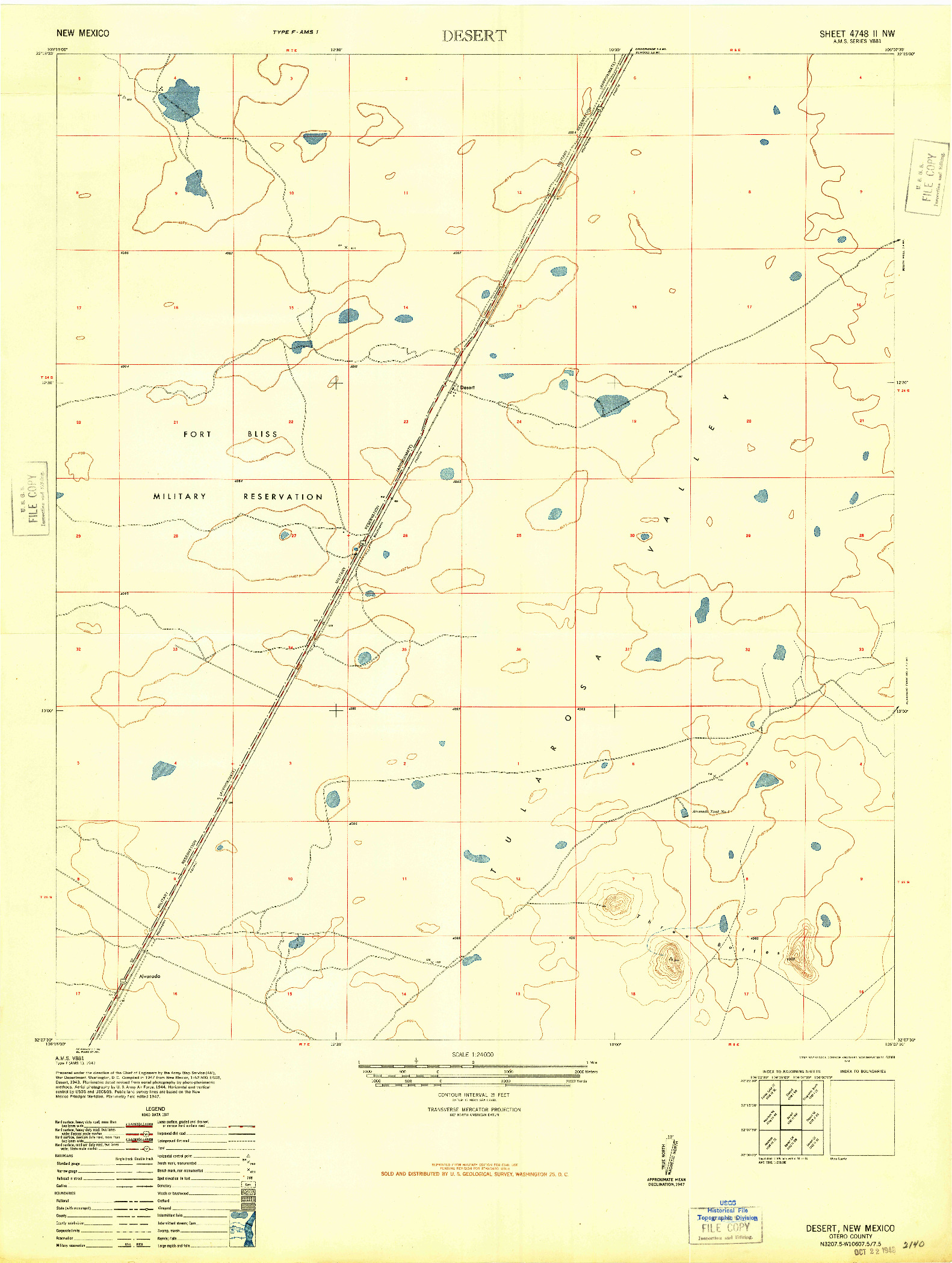 USGS 1:24000-SCALE QUADRANGLE FOR DESERT, NM 1948