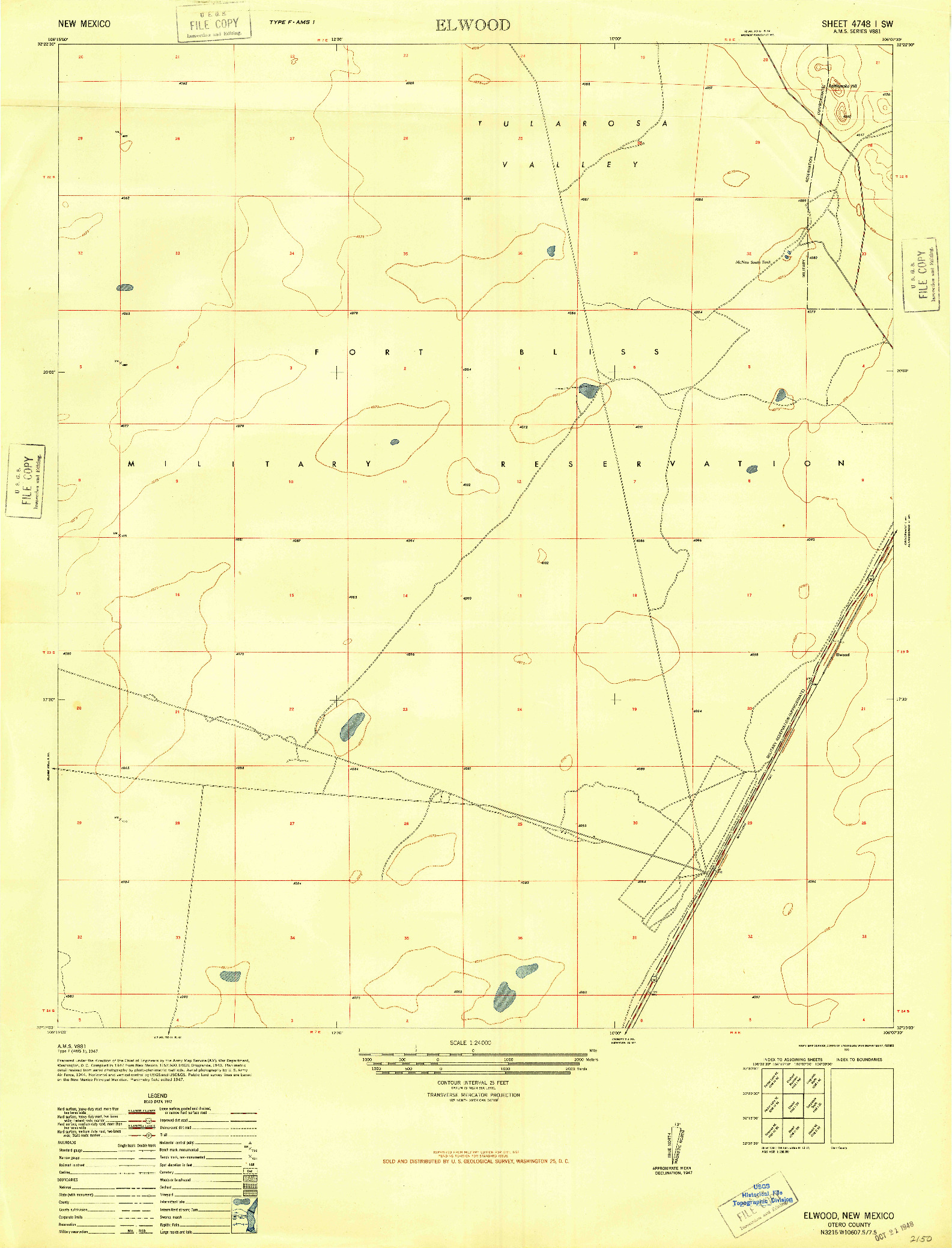 USGS 1:24000-SCALE QUADRANGLE FOR EL WOOD, NM 1948