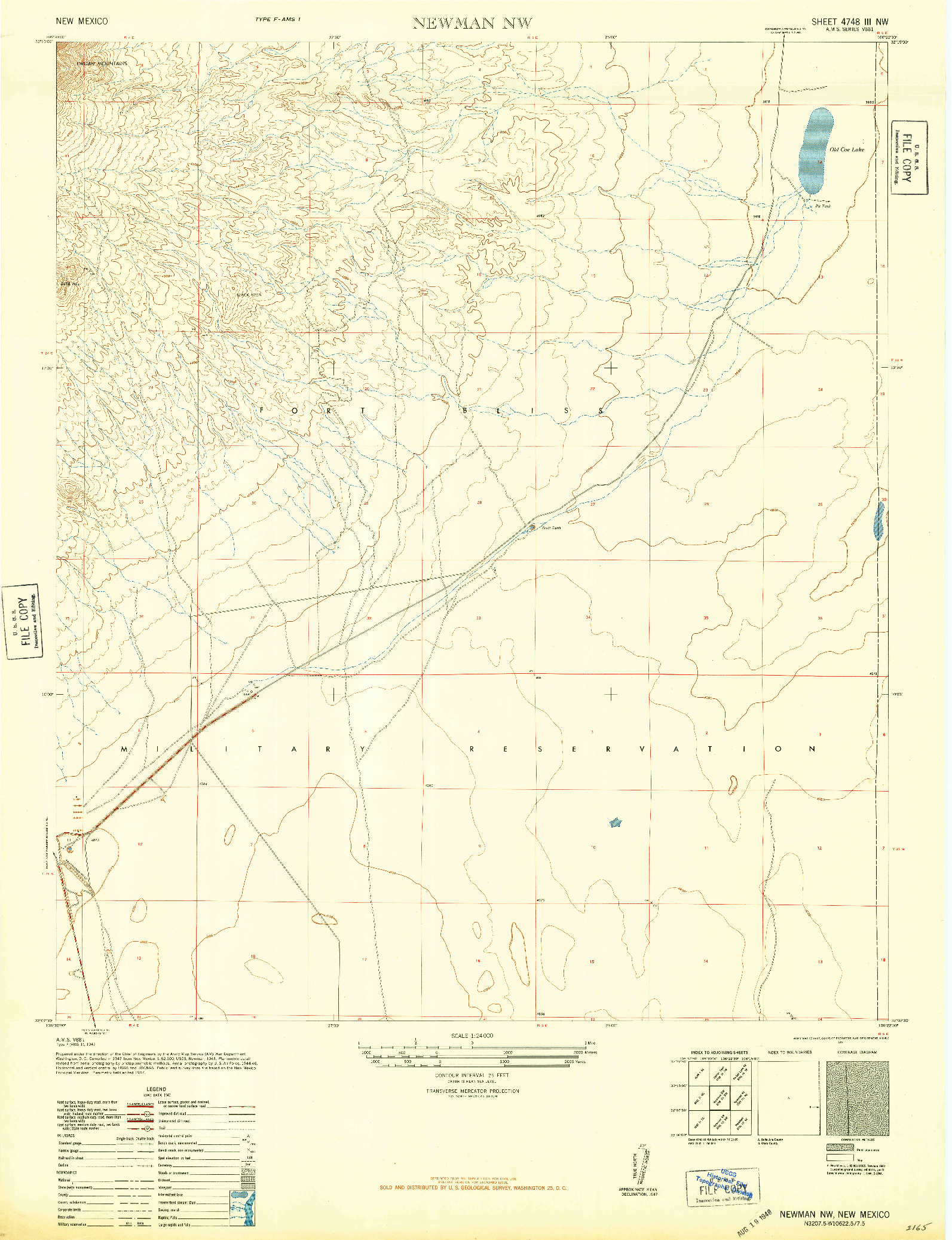 USGS 1:24000-SCALE QUADRANGLE FOR NEWMAN NW, NM 1948
