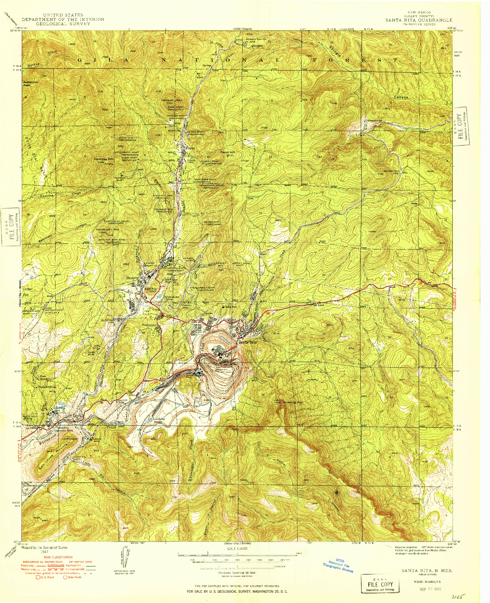 USGS 1:24000-SCALE QUADRANGLE FOR SANTA RITA, NM 1948