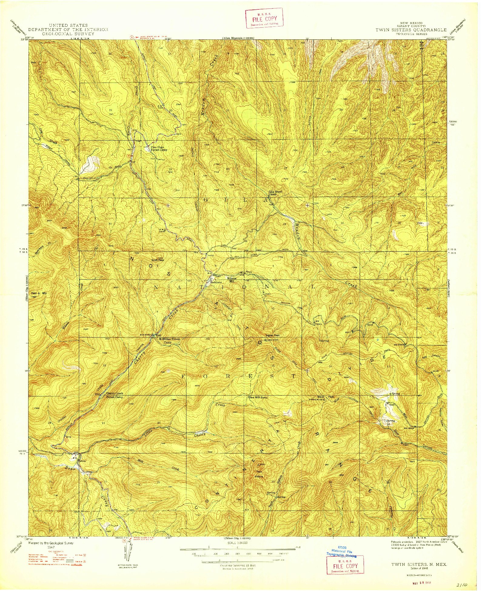 USGS 1:24000-SCALE QUADRANGLE FOR TWIN SISTERS, NM 1948