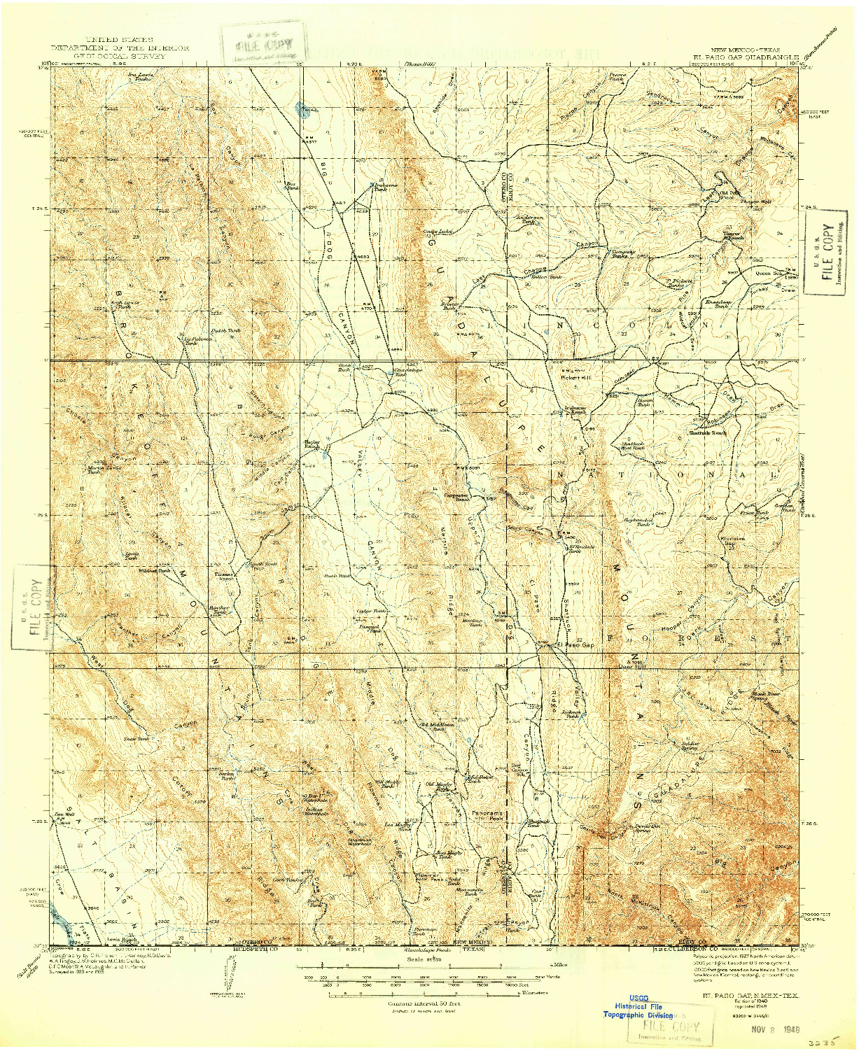 USGS 1:62500-SCALE QUADRANGLE FOR EL PASO GAP, NM 1940