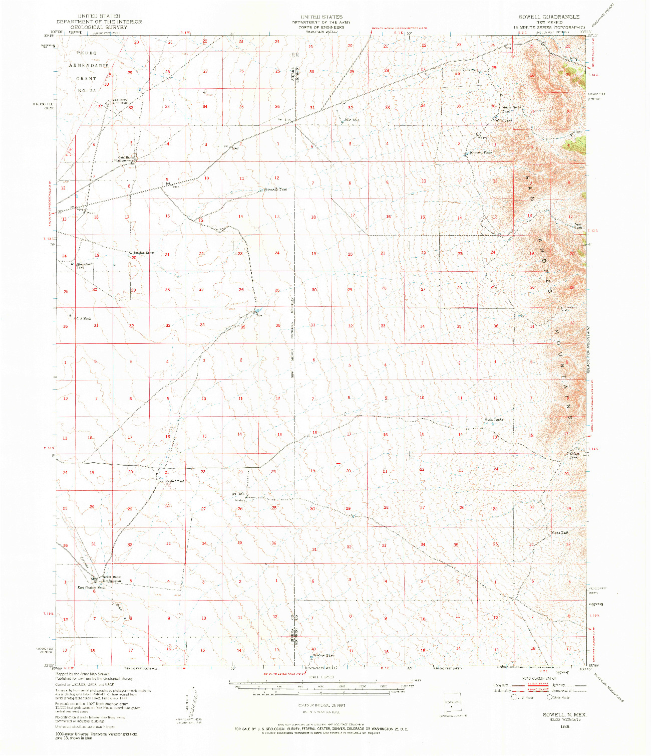 USGS 1:62500-SCALE QUADRANGLE FOR SOWELL, NM 1948