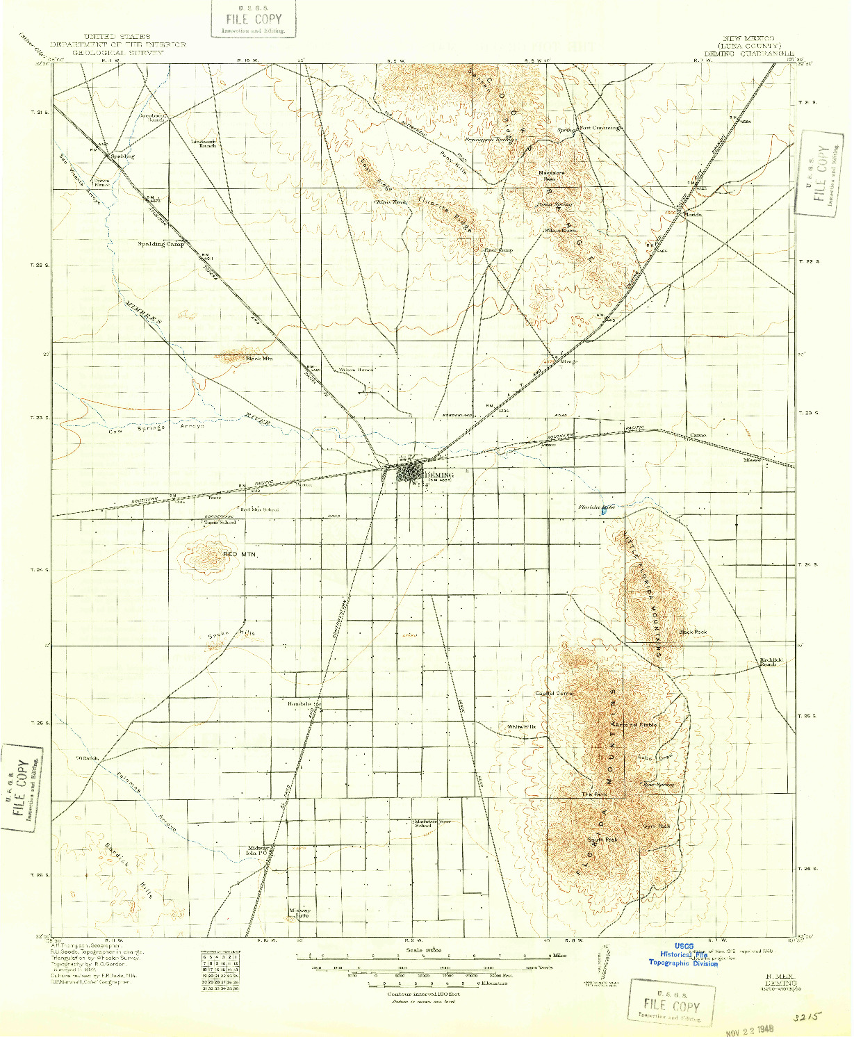USGS 1:125000-SCALE QUADRANGLE FOR DEMING, NM 1915