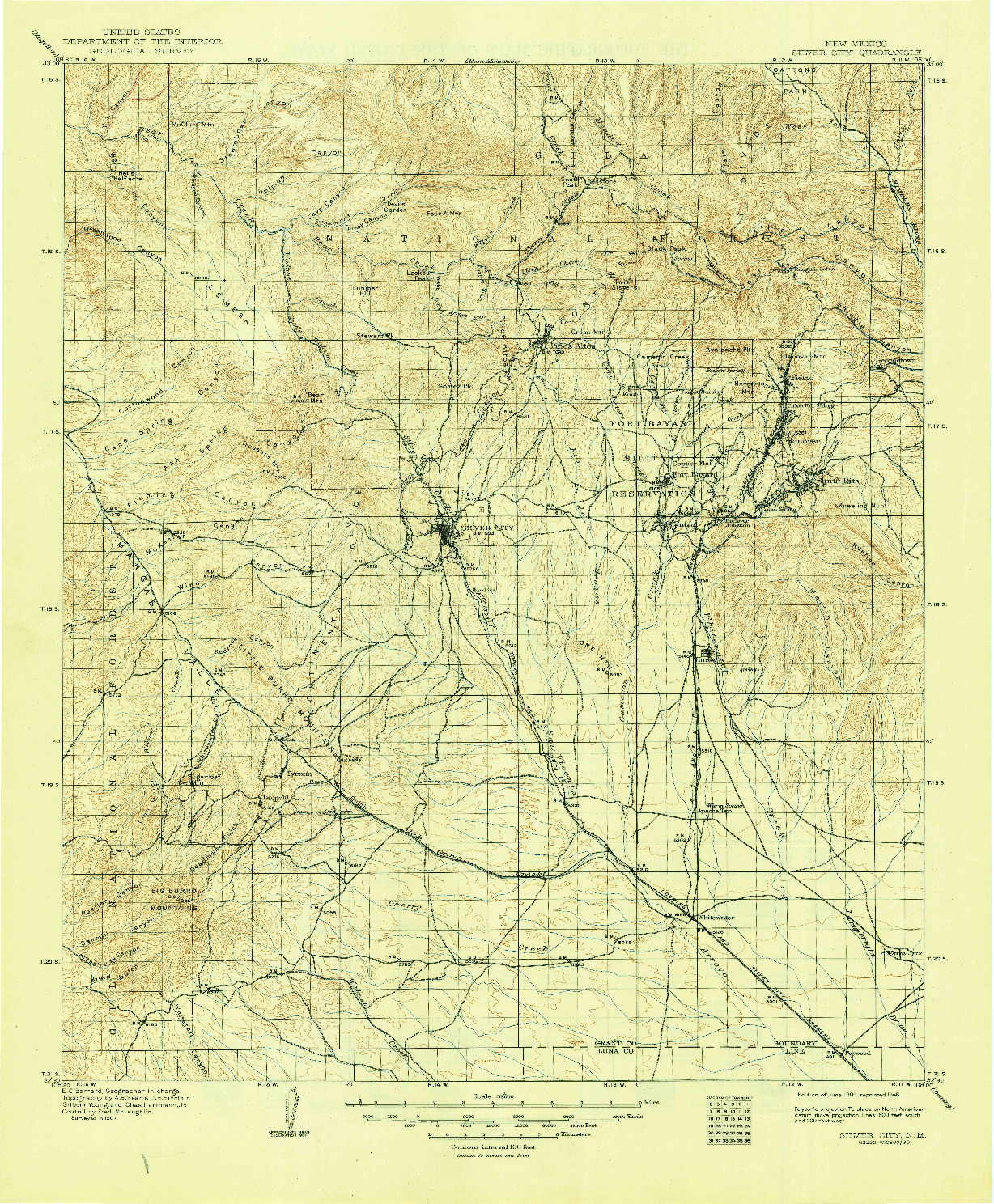 USGS 1:125000-SCALE QUADRANGLE FOR SILVER CITY, NM 1909