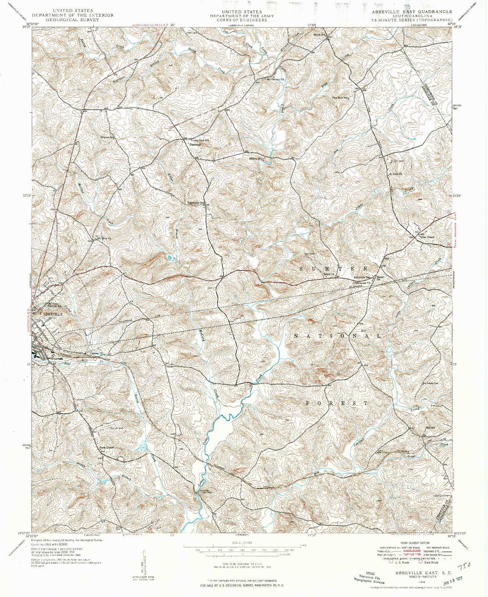 USGS 1:24000-SCALE QUADRANGLE FOR ABBEVILLE EAST, SC 1948