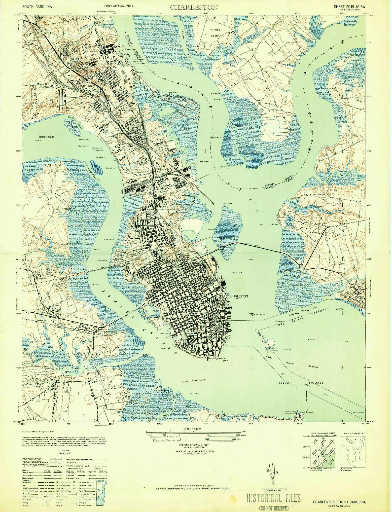 USGS 1:24000-SCALE QUADRANGLE FOR CHARLESTON, SC 1948