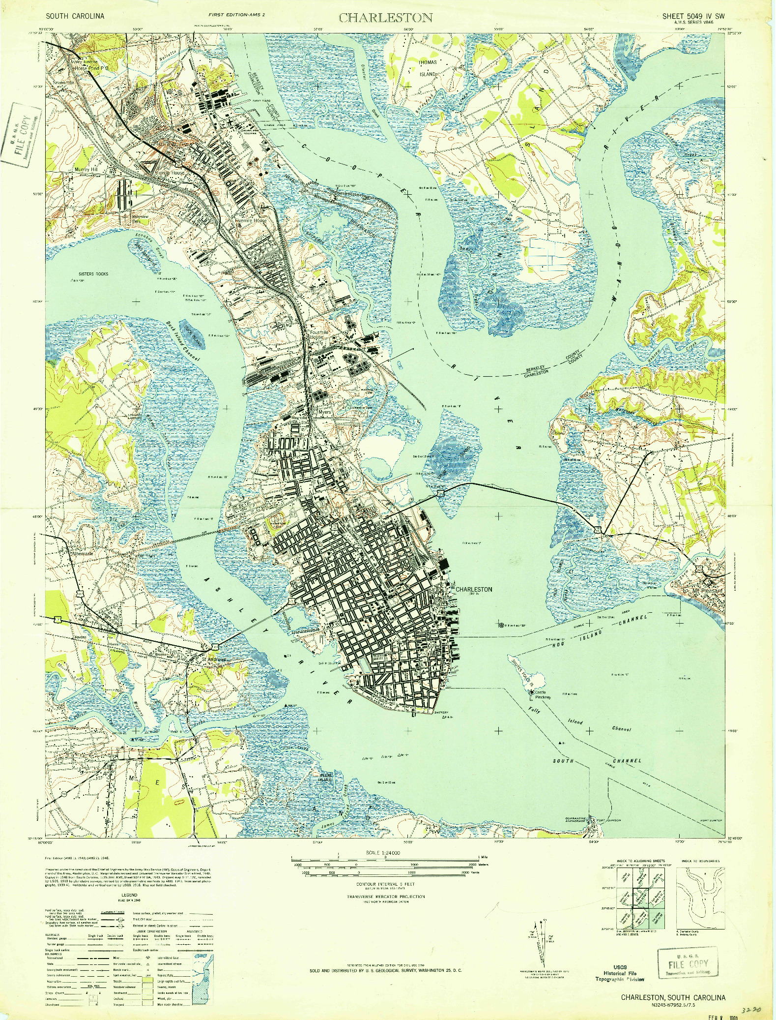 USGS 1:24000-SCALE QUADRANGLE FOR CHARLESTON, SC 1948