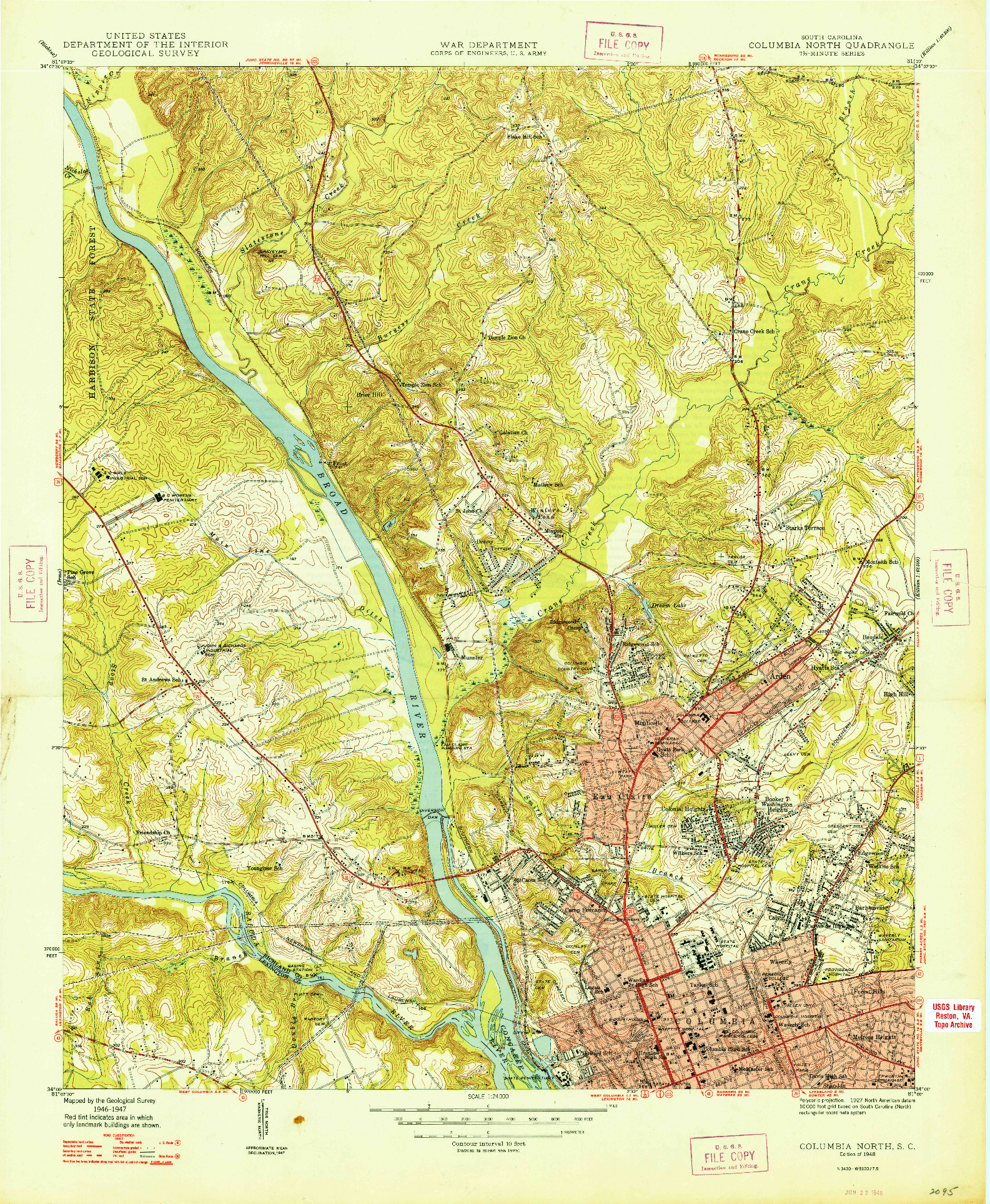 USGS 1:24000-SCALE QUADRANGLE FOR COLUMBIA NORTH, SC 1948