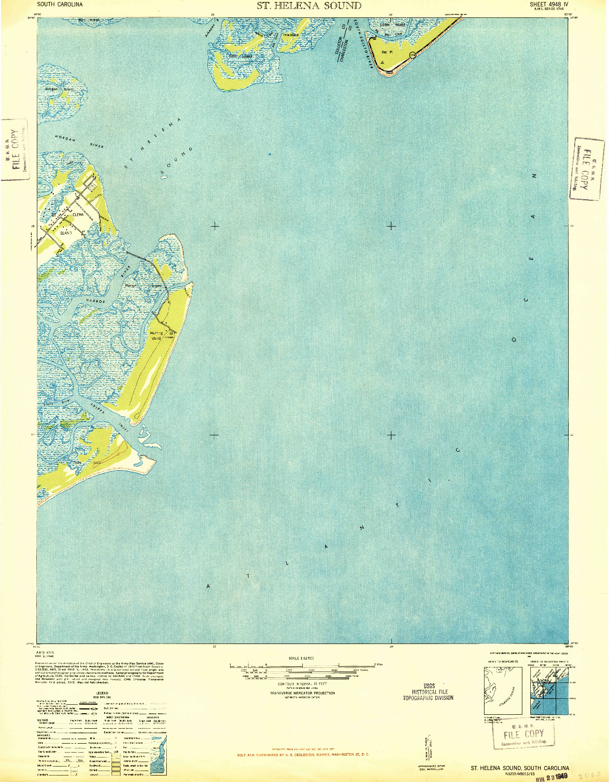 USGS 1:62500-SCALE QUADRANGLE FOR ST. HELENA SOUND, SC 1948