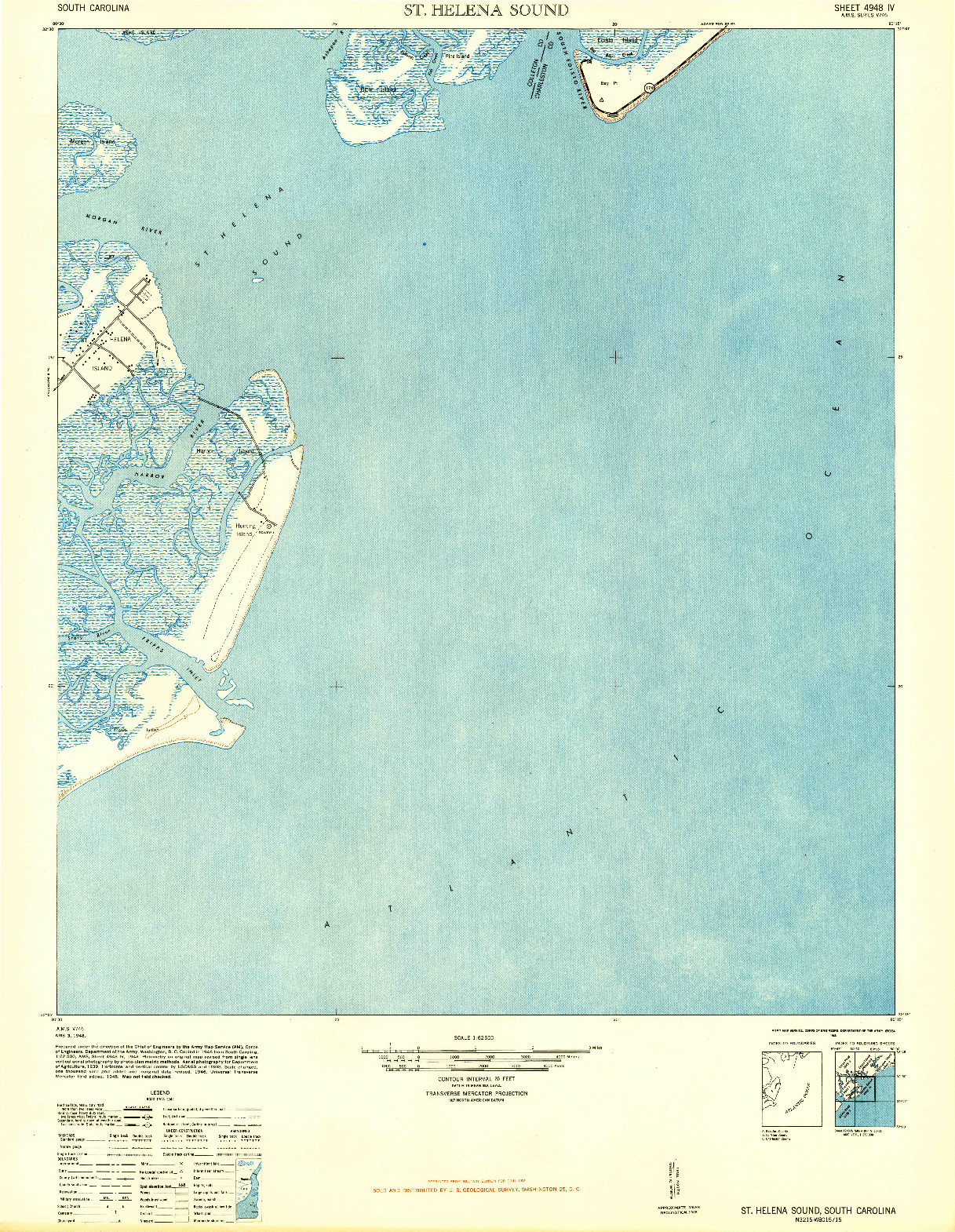 USGS 1:62500-SCALE QUADRANGLE FOR ST. HELENA SOUND, SC 1948