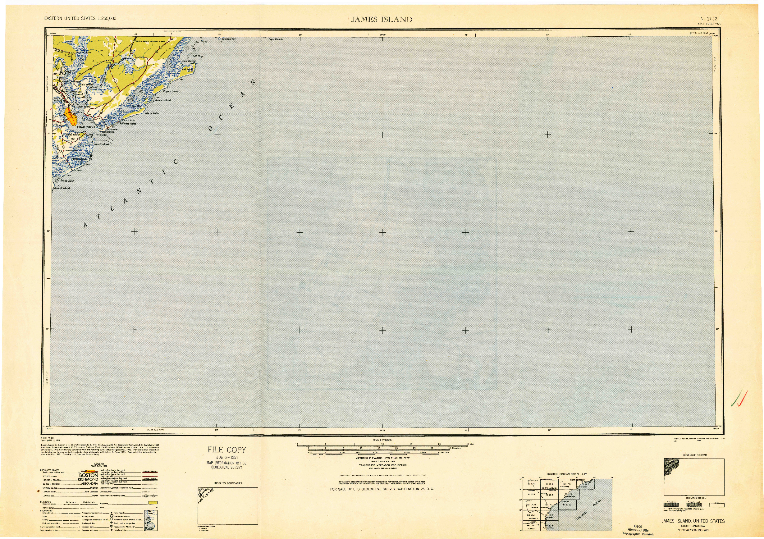 USGS 1:250000-SCALE QUADRANGLE FOR JAMES ISLAND, SC 1948