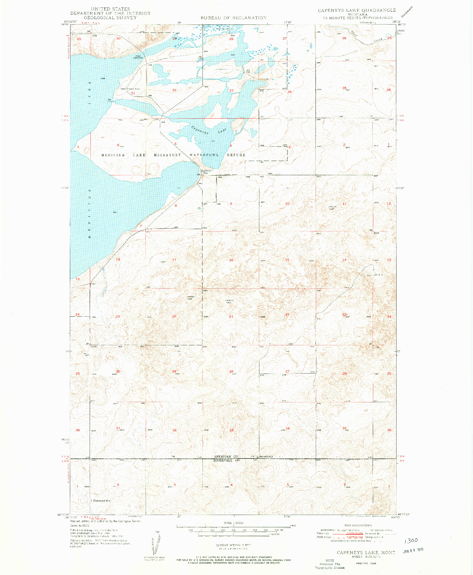 USGS 1:24000-SCALE QUADRANGLE FOR CAPENEYS LAKE, MT 1948